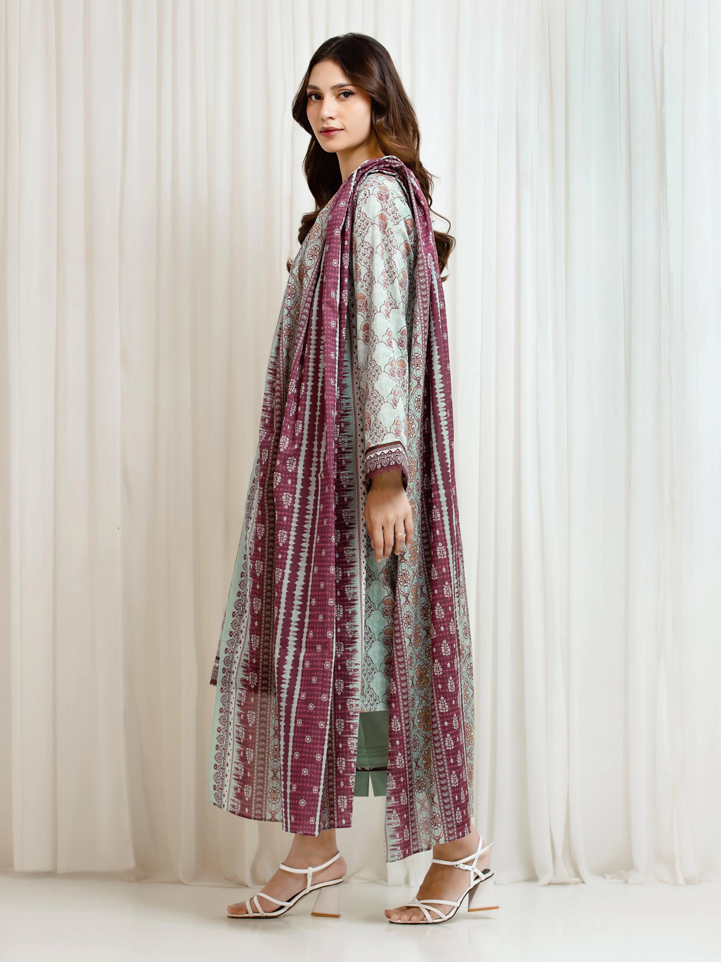 Printed Lawn Suit - EWU6A1-36660-3P - Image 4