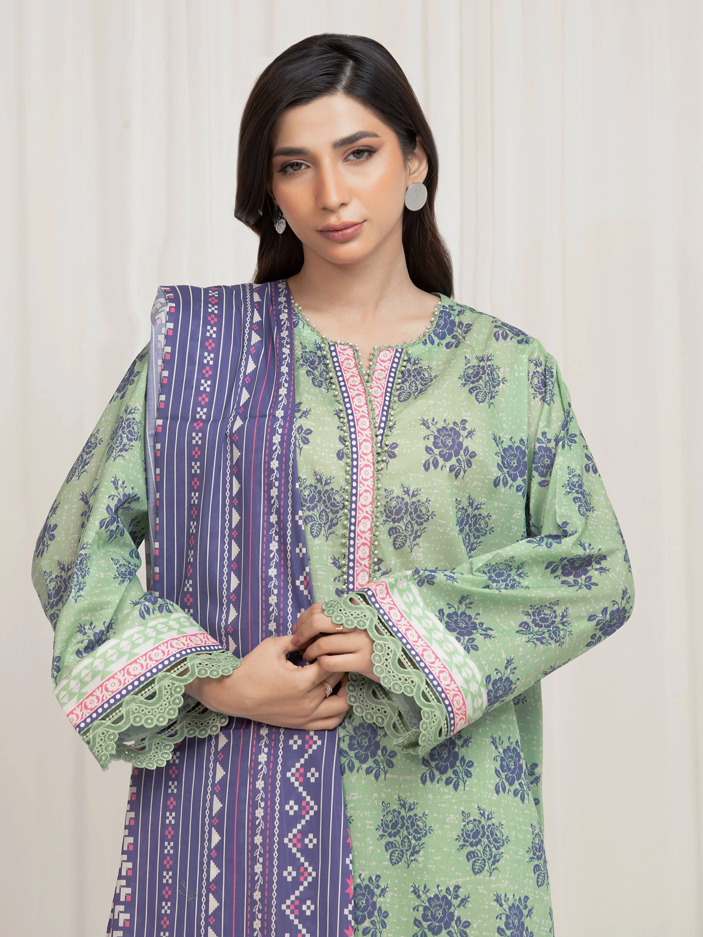 Printed Lawn Suit - EWU6A1-36684-3P - Image 2
