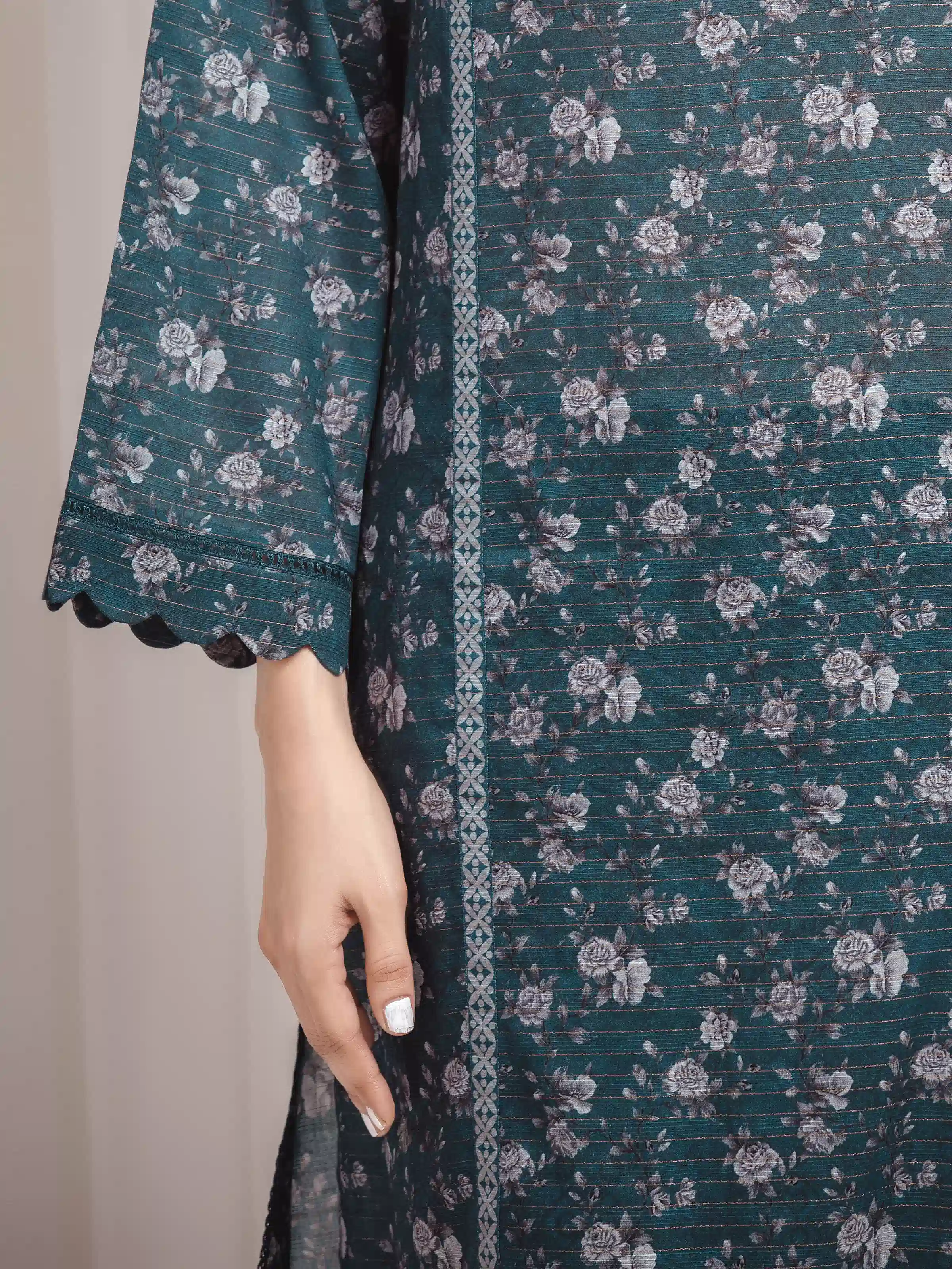 Printed Zari Lawn Suit - EWU6M6-002-3P - Image 3
