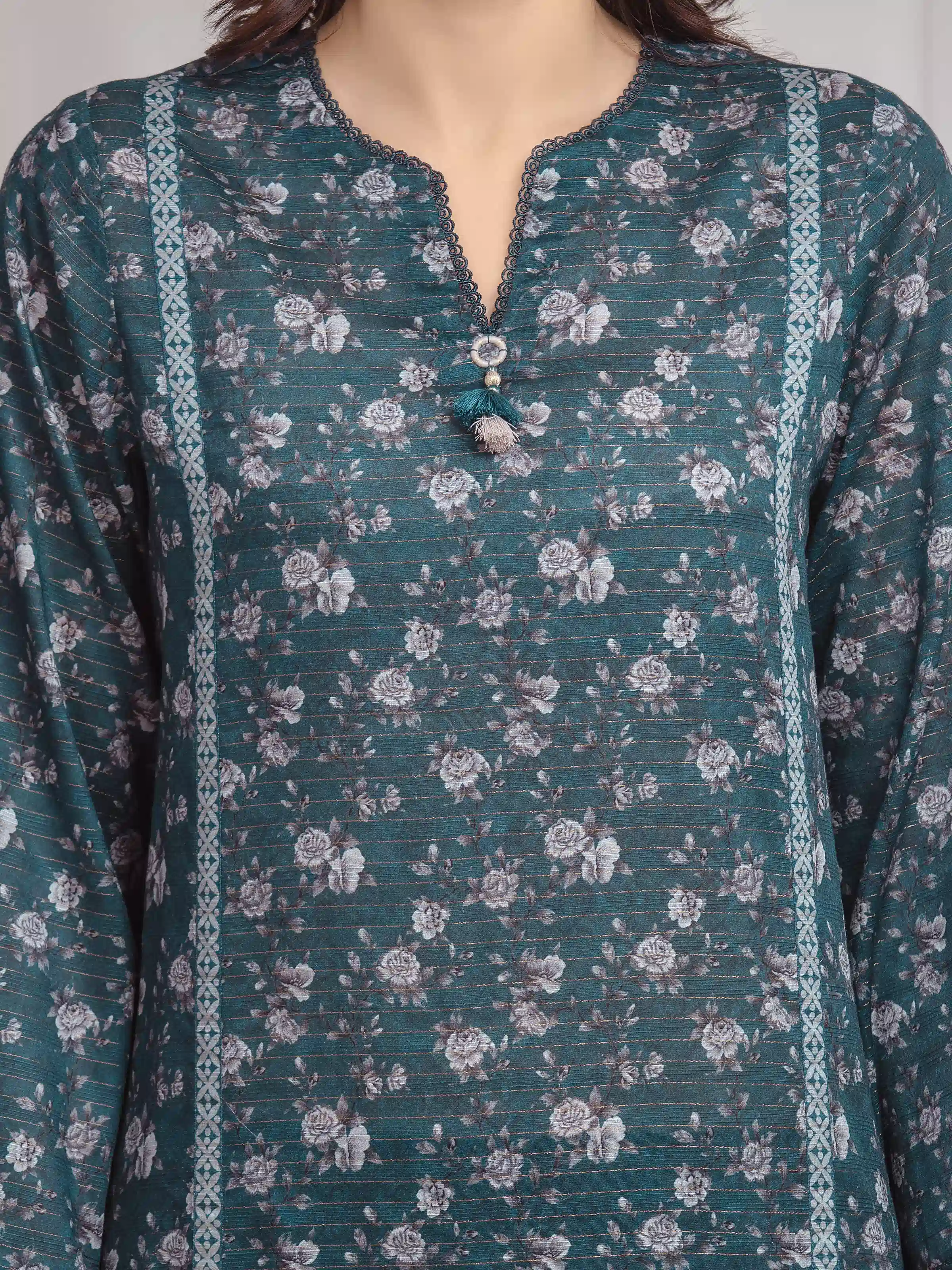 Printed Zari Lawn Suit - EWU6M6-002-3P - Image 4