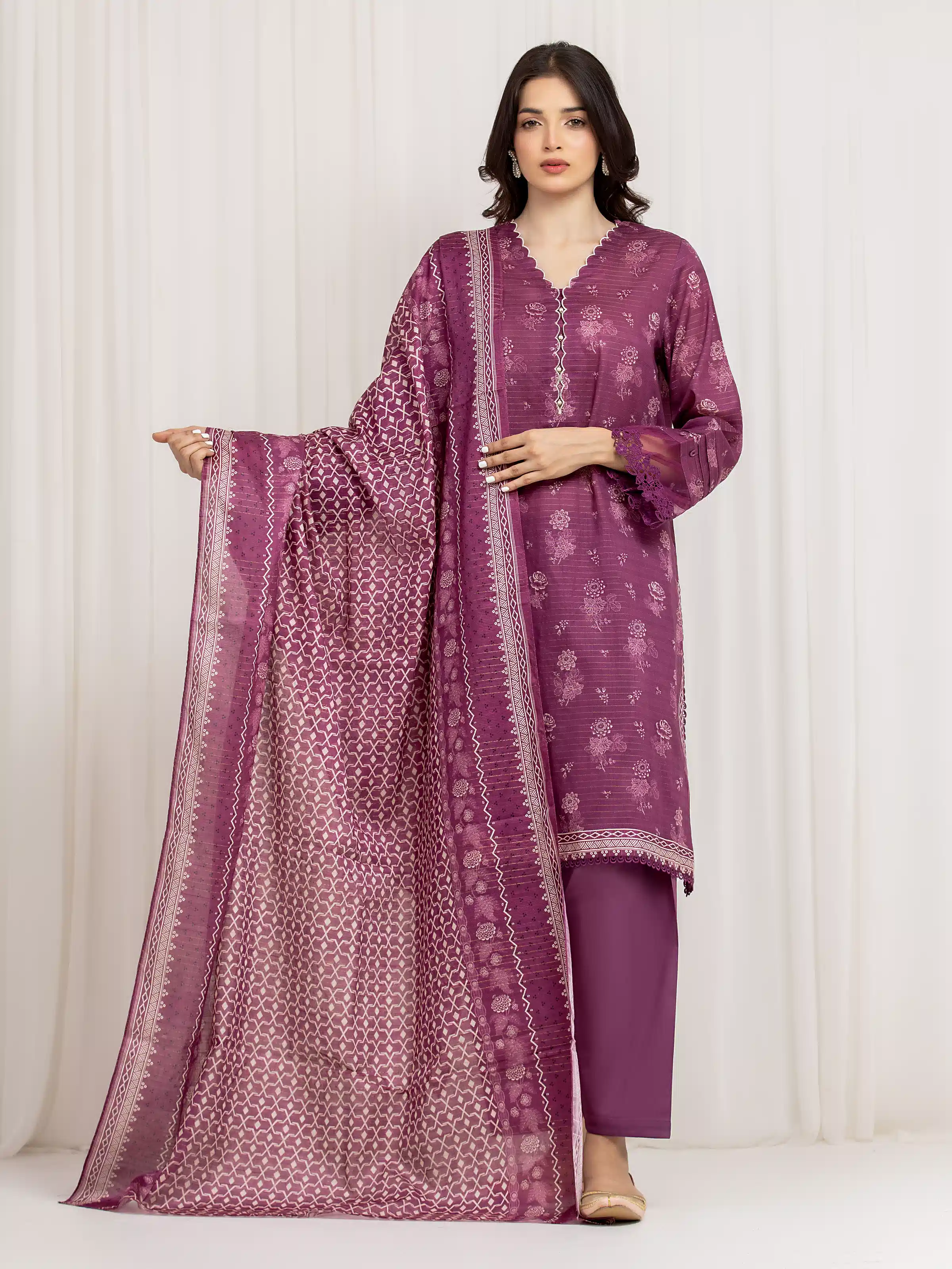Printed Zari Lawn Suit - EWU6M6-003-3P