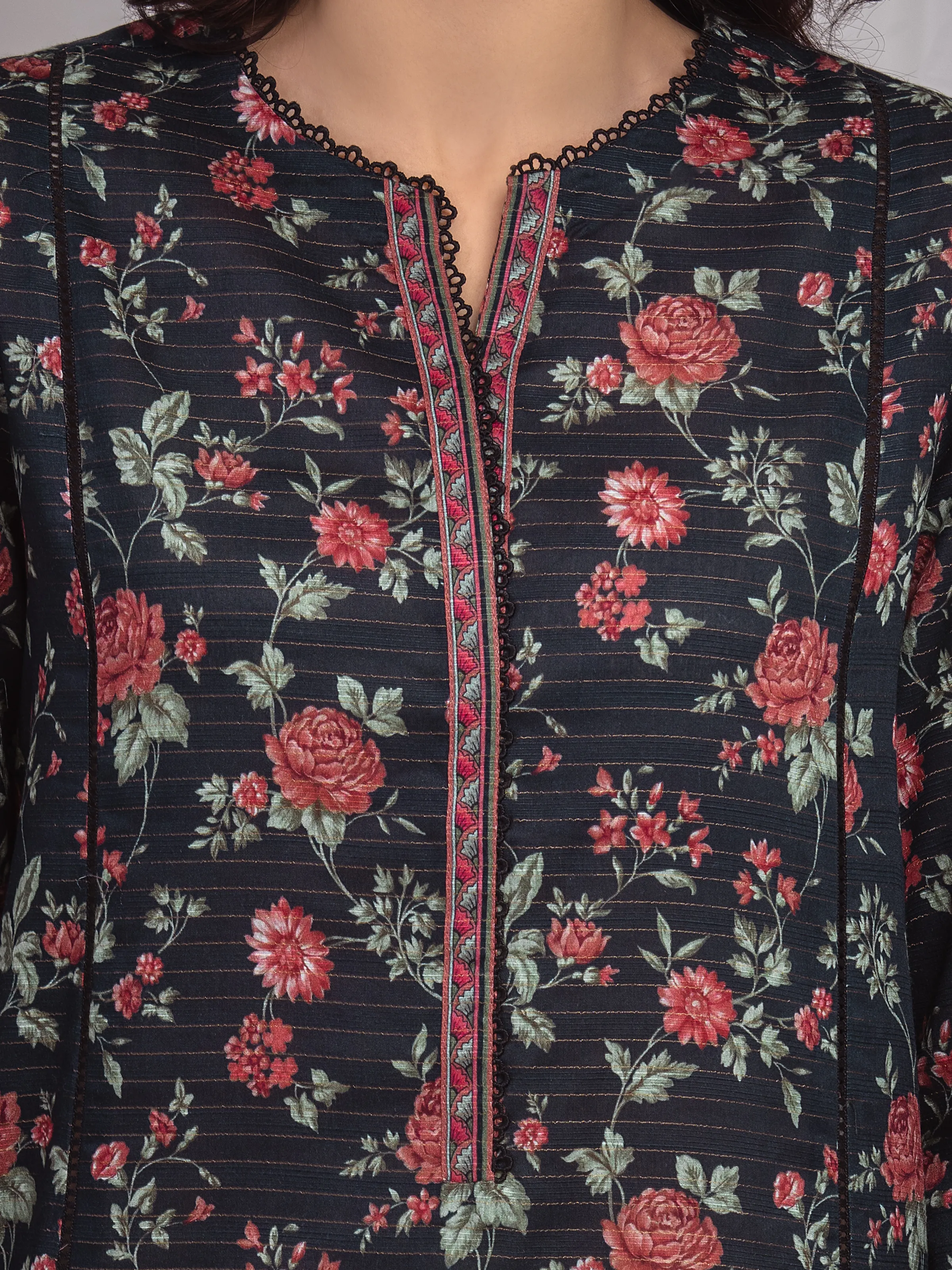 Printed Zari Lawn Suit - EWU6M6-011-3P - Image 4