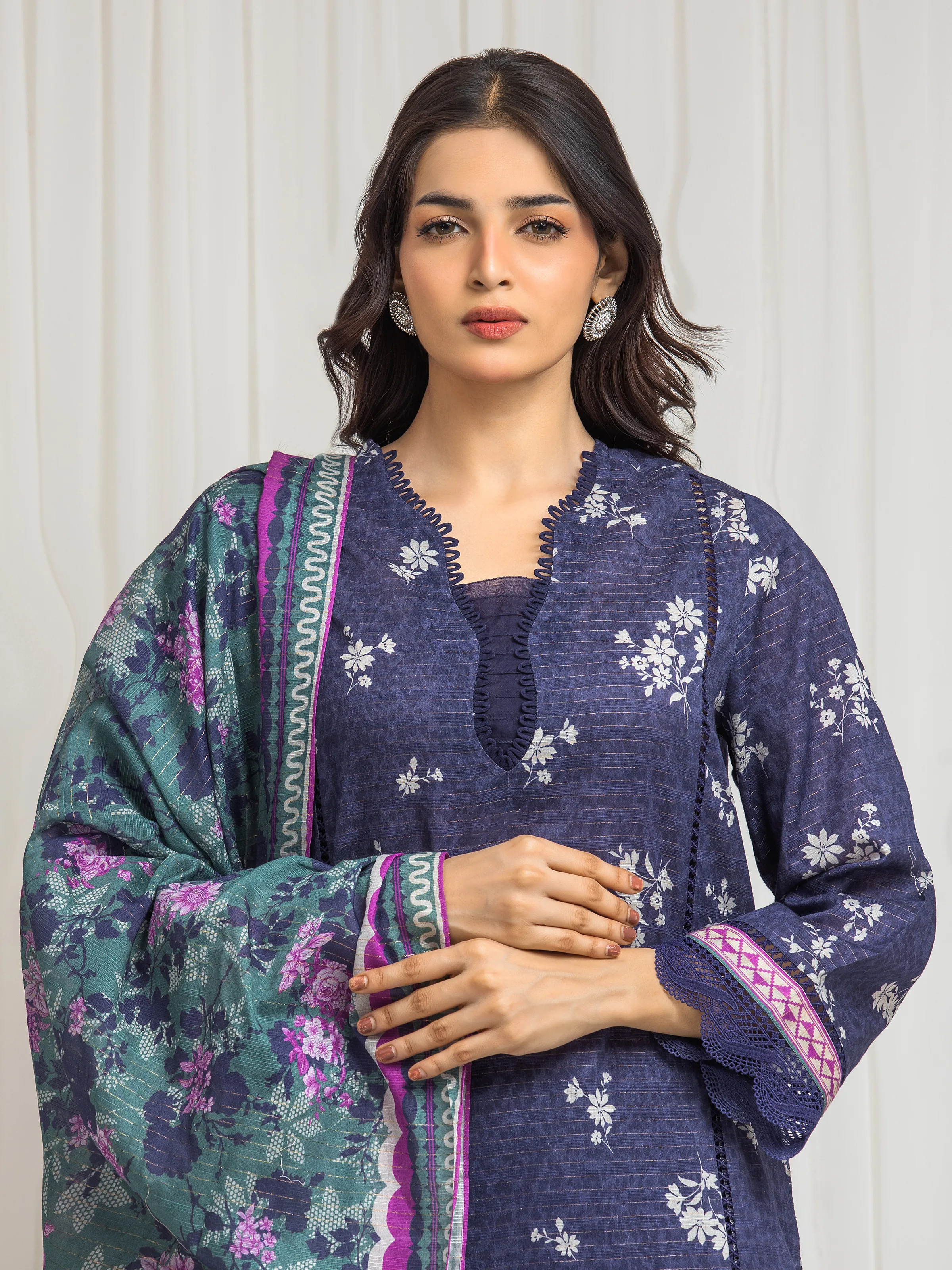 Printed Zari Lawn Suit - EWU6M6-022-3P - Image 2