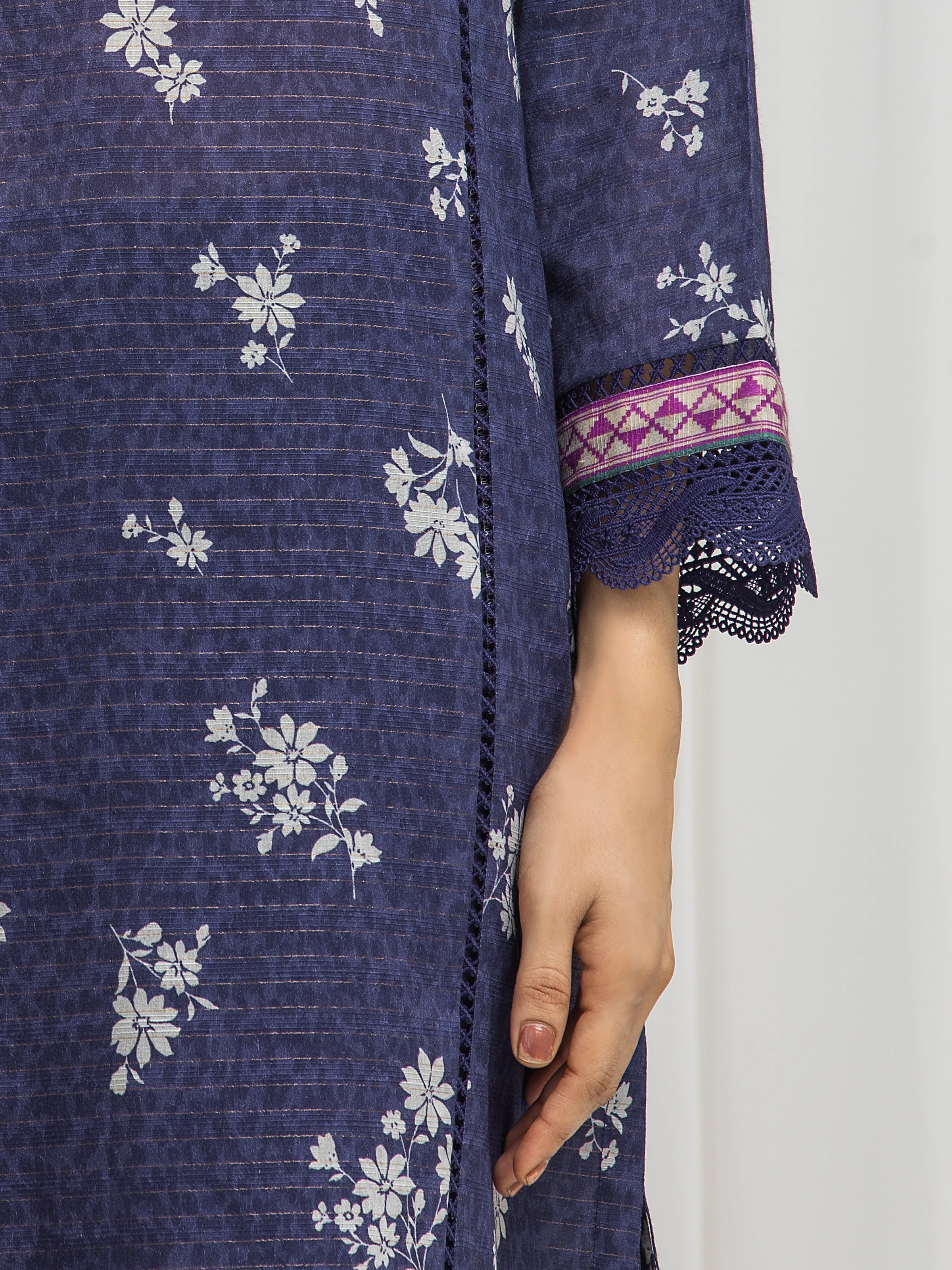Printed Zari Lawn Suit - EWU6M6-022-3P - Image 3