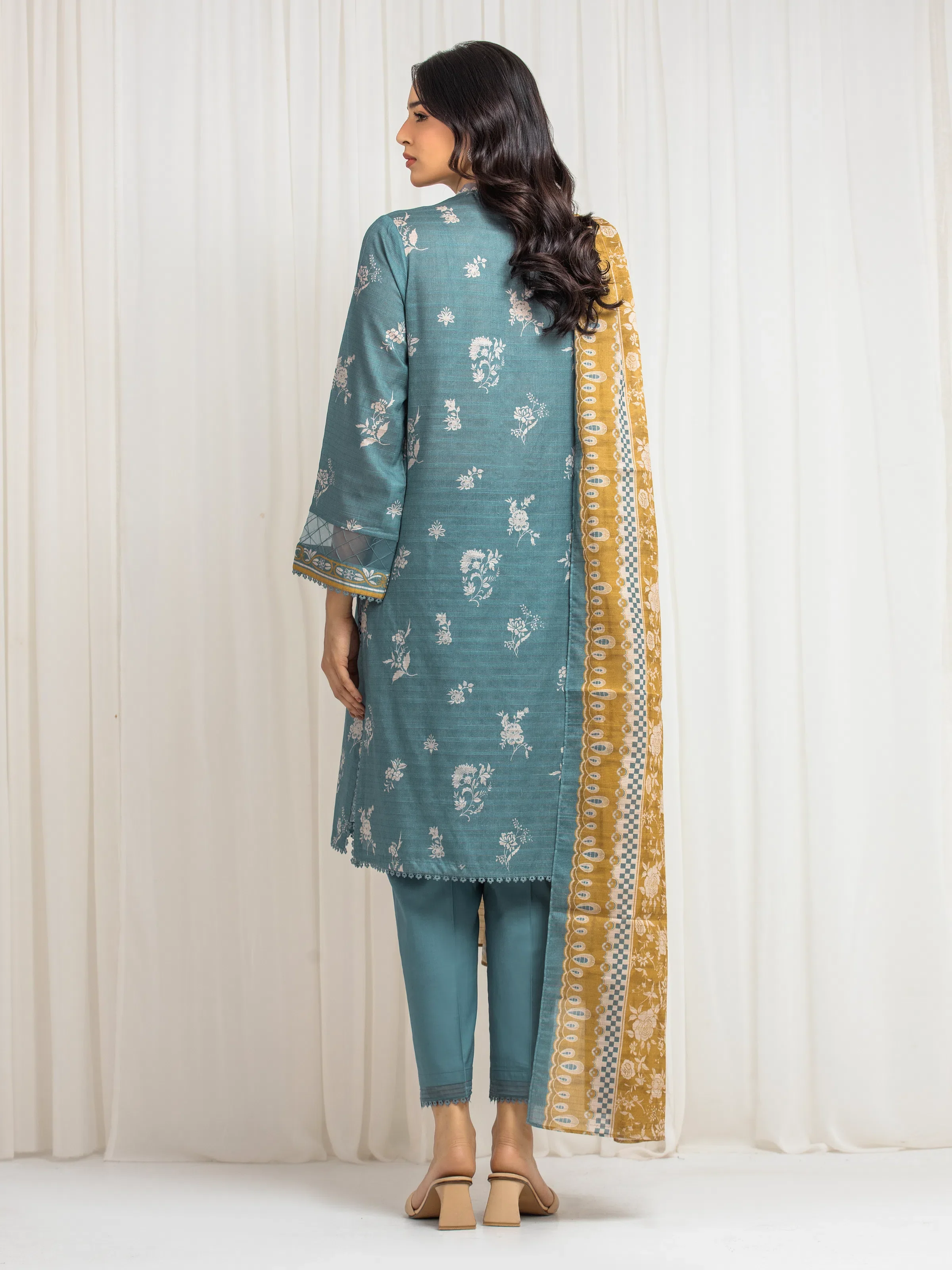 Printed Zari Lawn Suit - EWU6M6-029-3P - Image 6