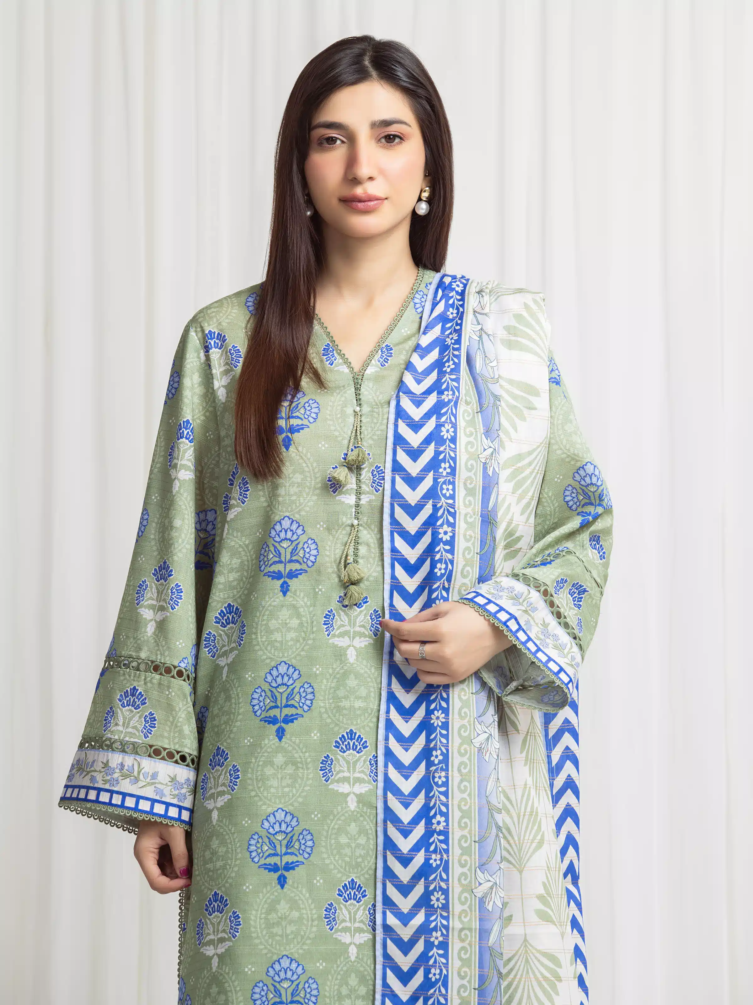Printed Zari Lawn Suit - EWU6M6-060-3P - Image 2