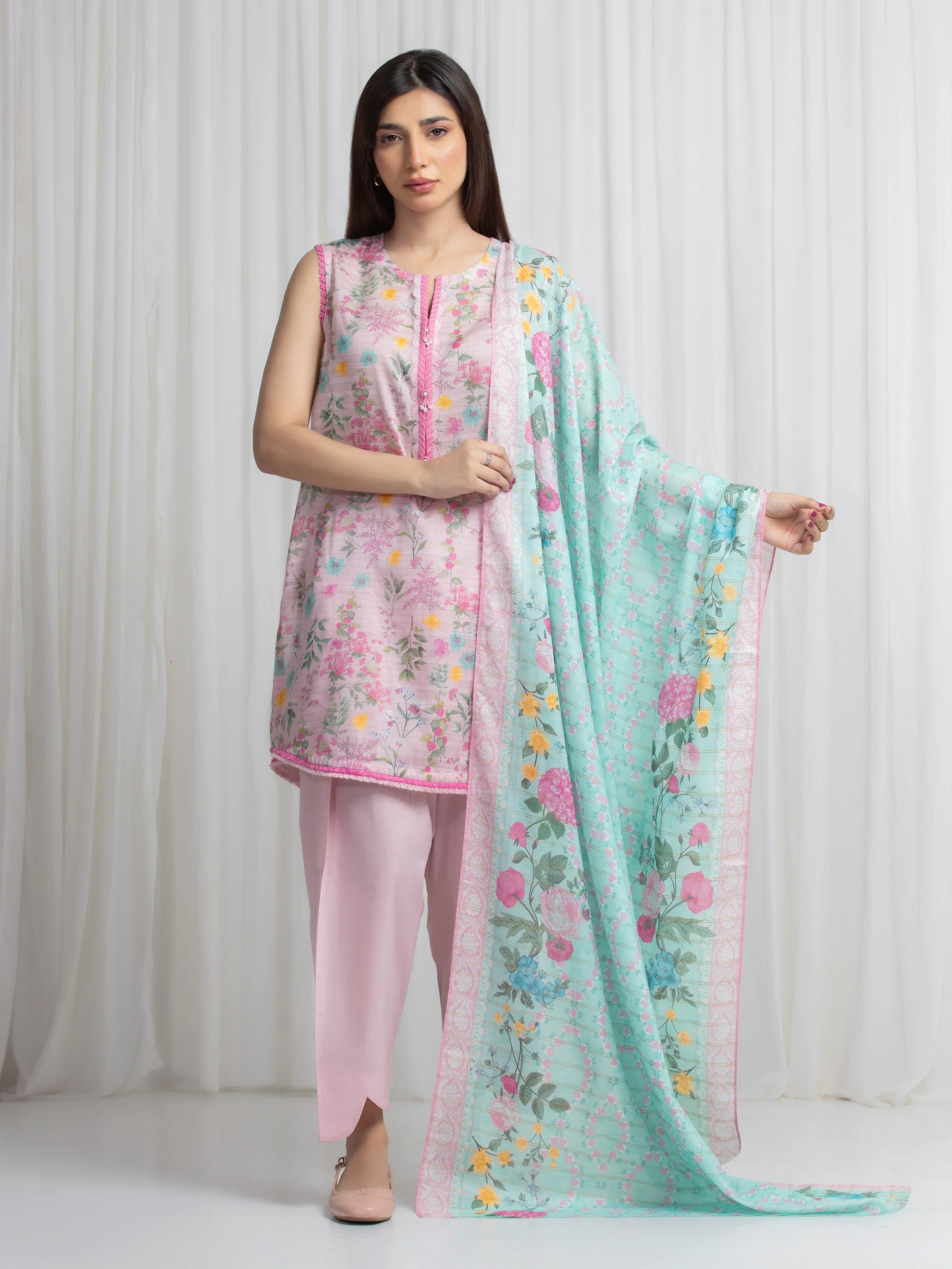 Printed Zari Lawn Suit - EWU6M6-062-3P