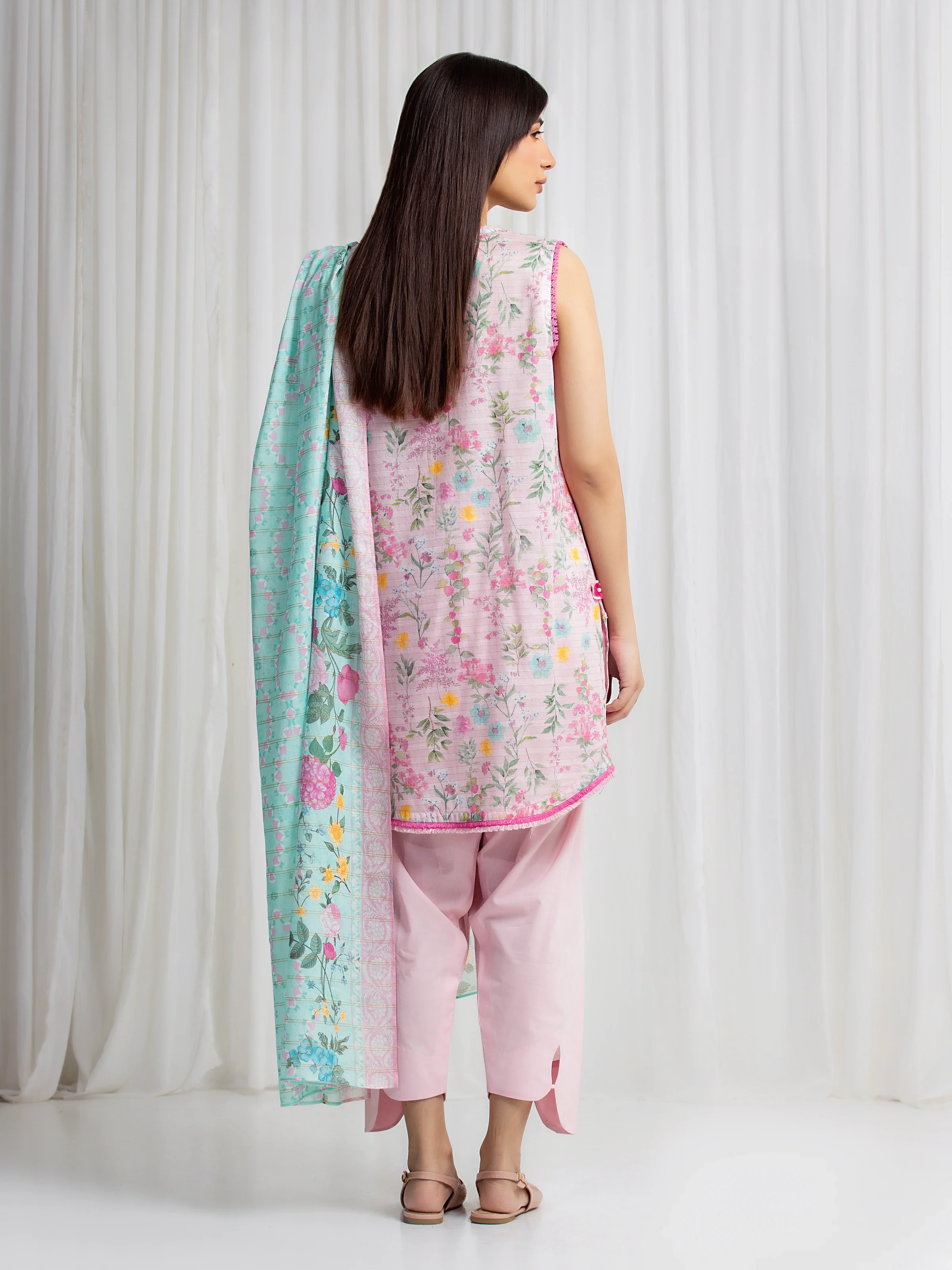 Printed Zari Lawn Suit - EWU6M6-062-3P - Image 6