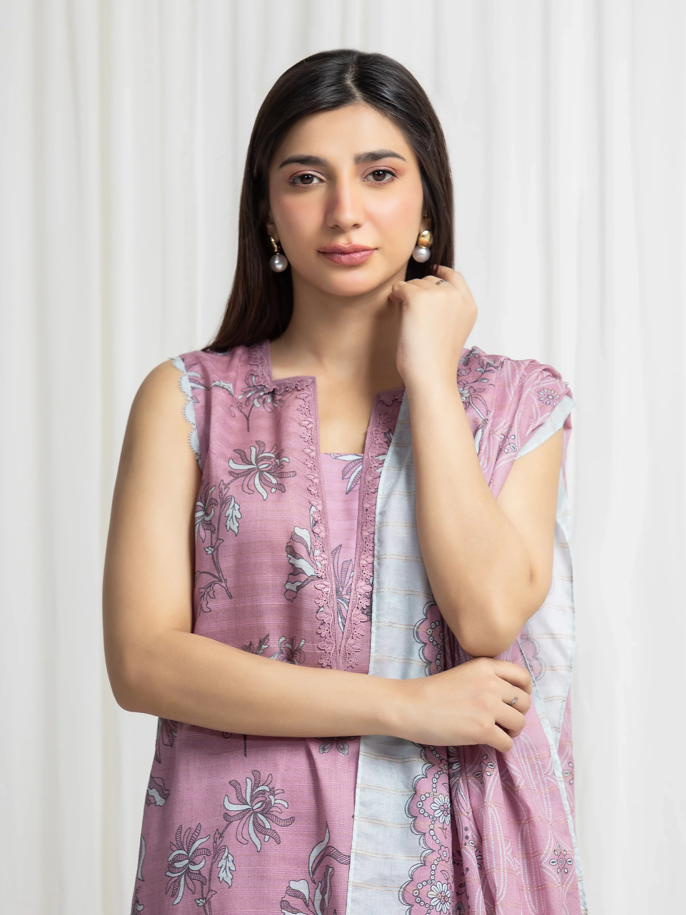 Printed Zari Lawn Suit - EWU6M6-066-3P - Image 2