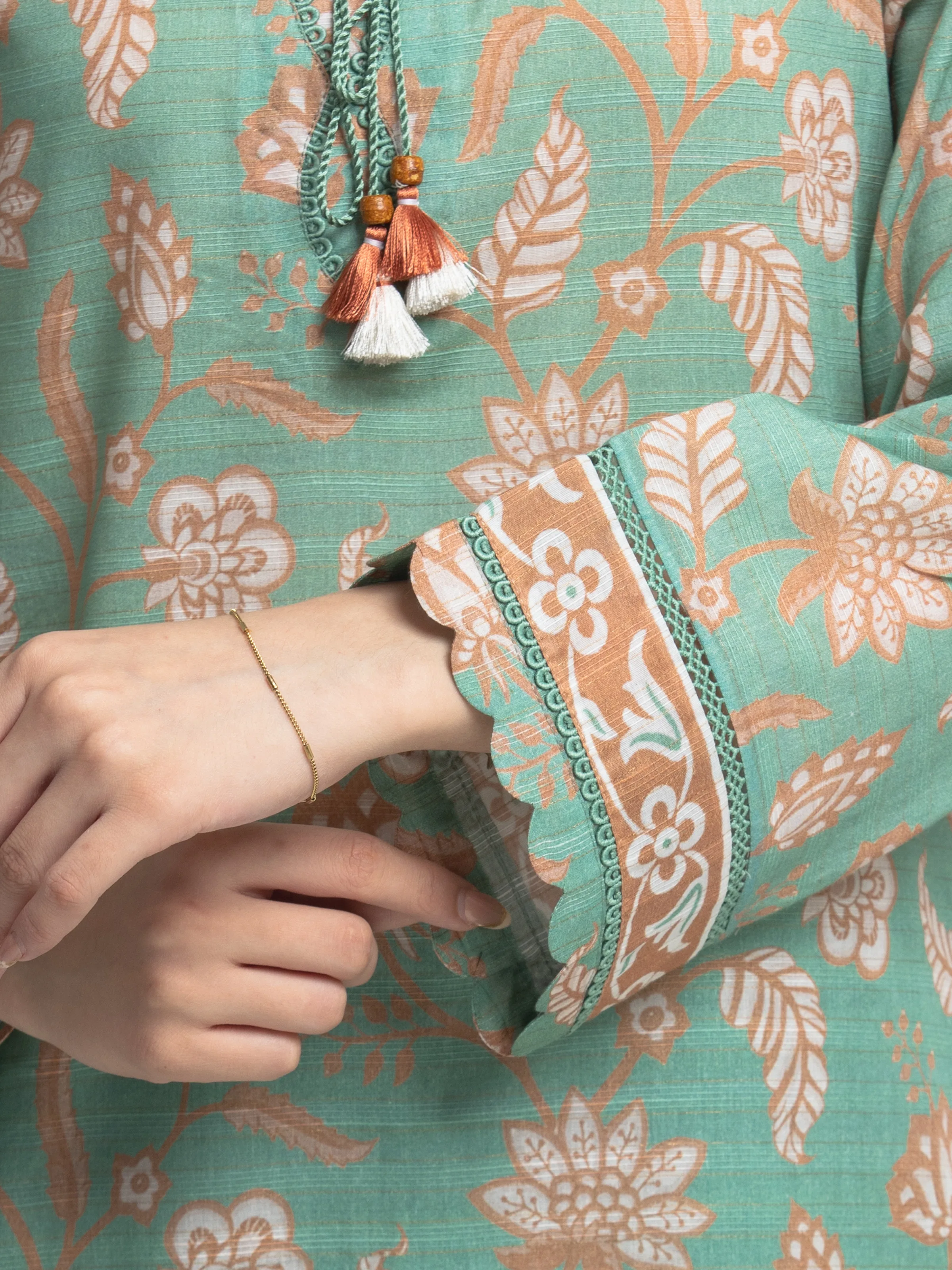 Printed Zari Lawn Suit - EWU6M6-082-3P - Image 3