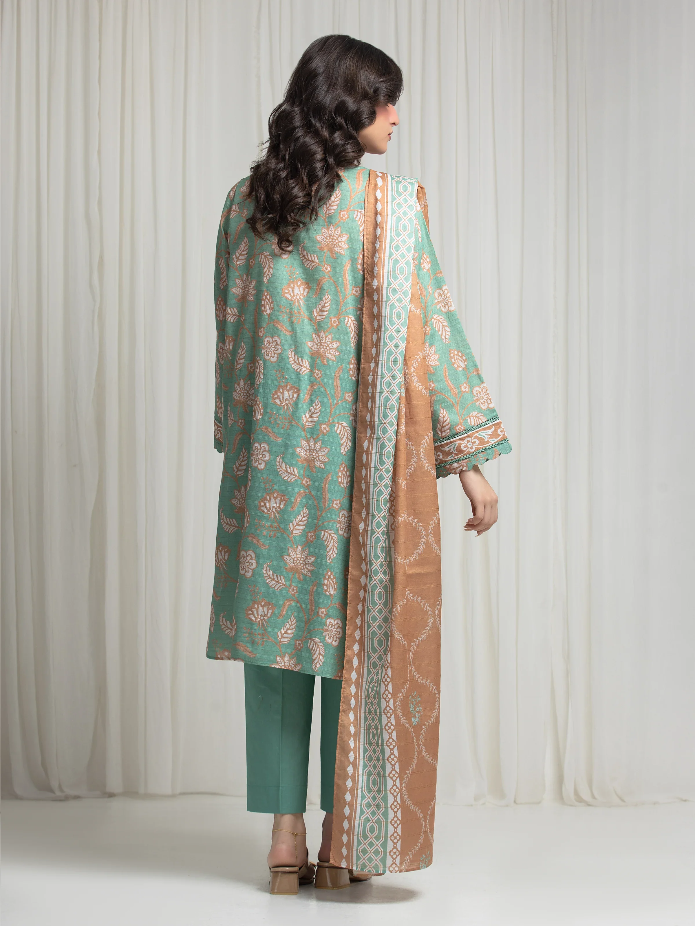 Printed Zari Lawn Suit - EWU6M6-082-3P - Image 6