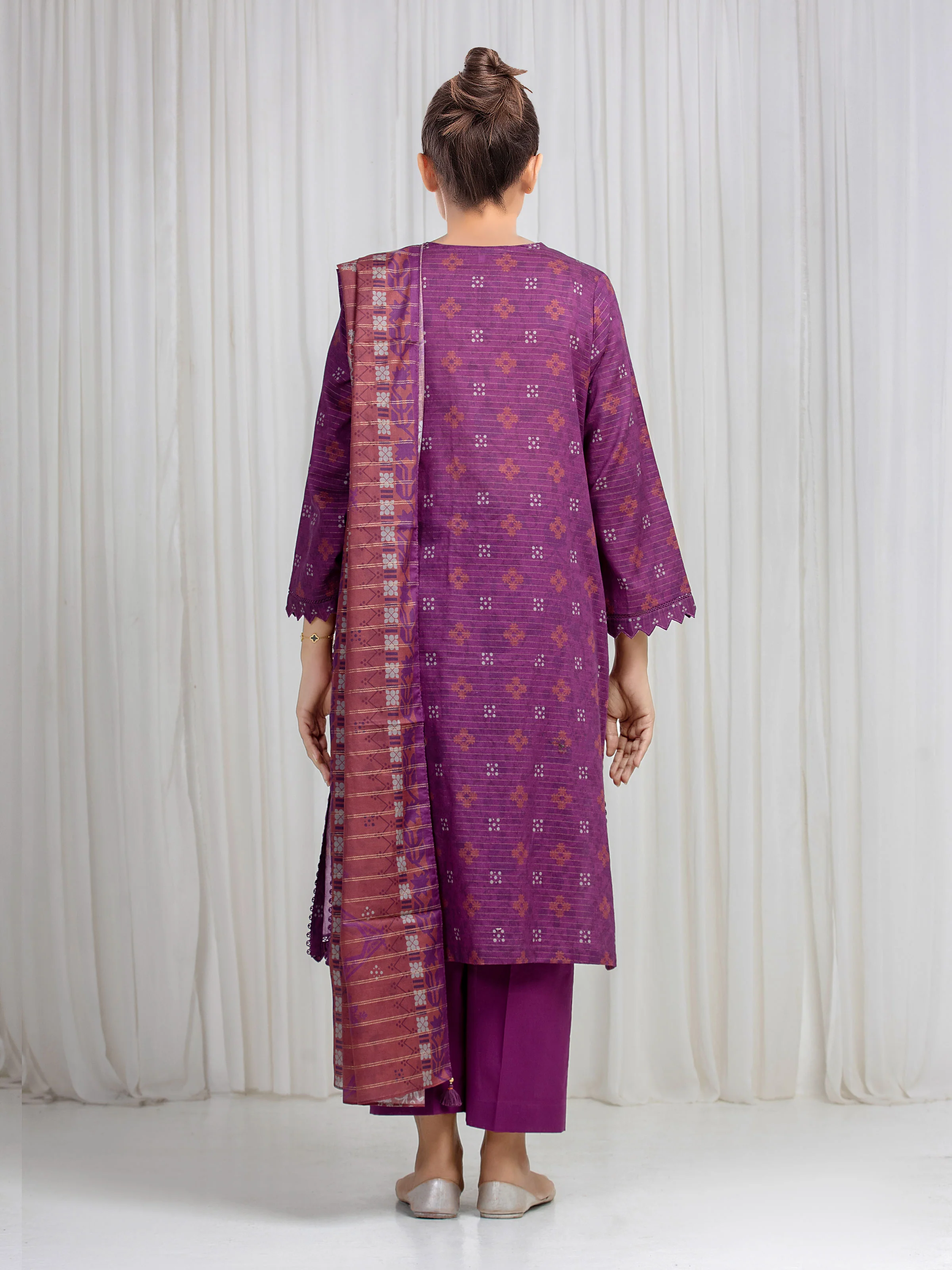 Printed Zari Lawn Suit - EWU6M6-089-3P - Image 5