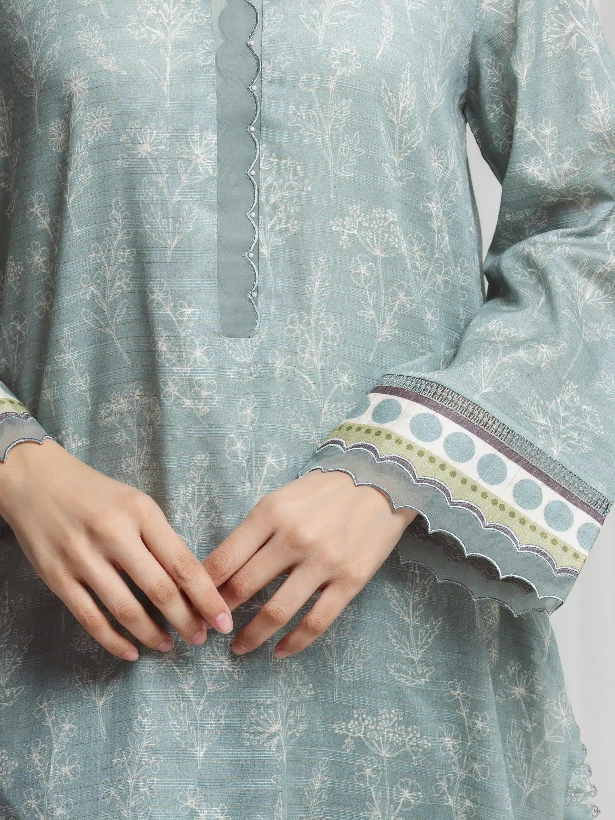 Printed Zari Lawn Suit - EWU6M6-093-3P - Image 3