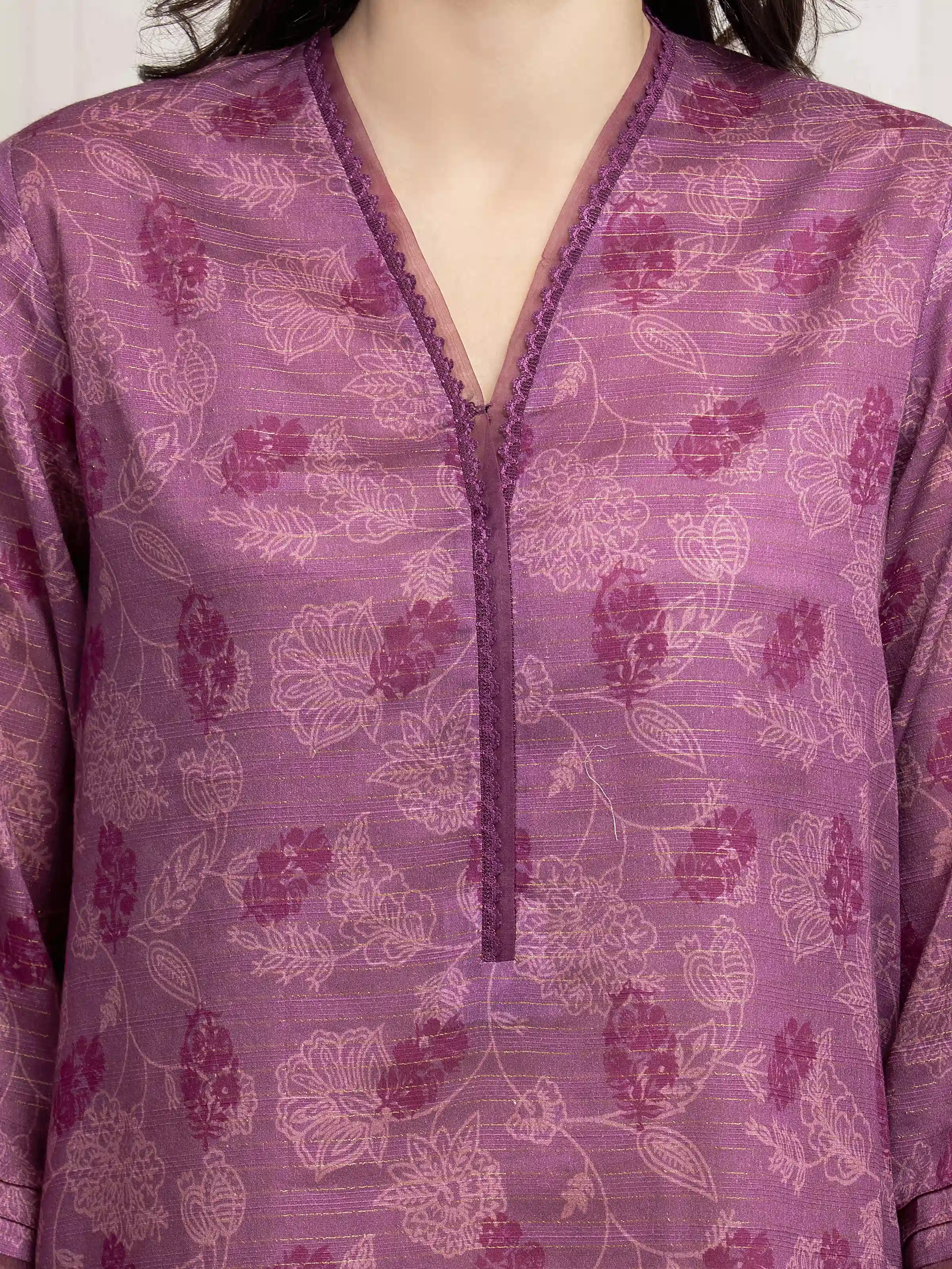 Printed Zari Lawn Suit - EWU6M6-008-3P - Image 3