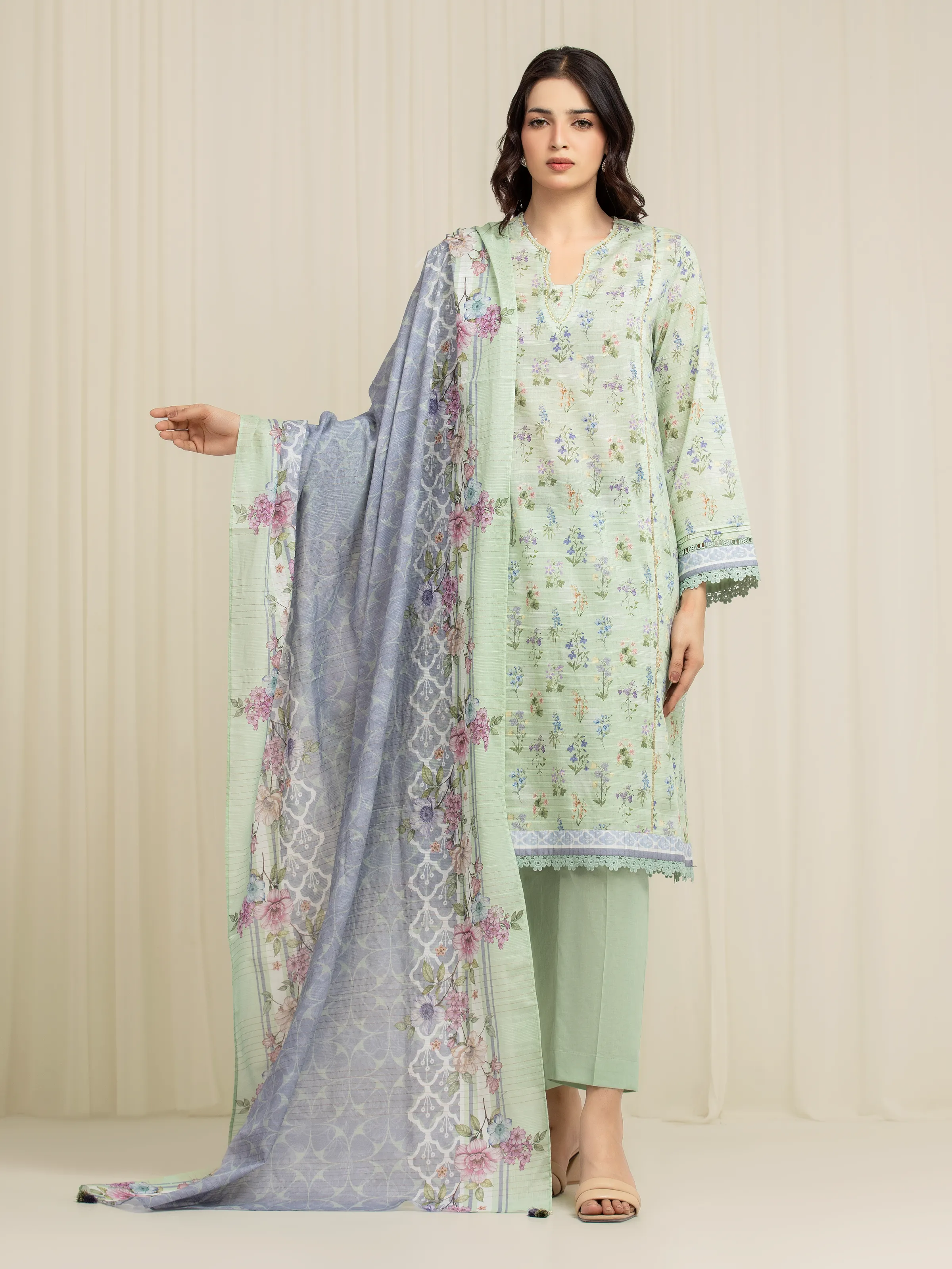 Printed Zari Lawn Suit - EWU6M6-019-3P