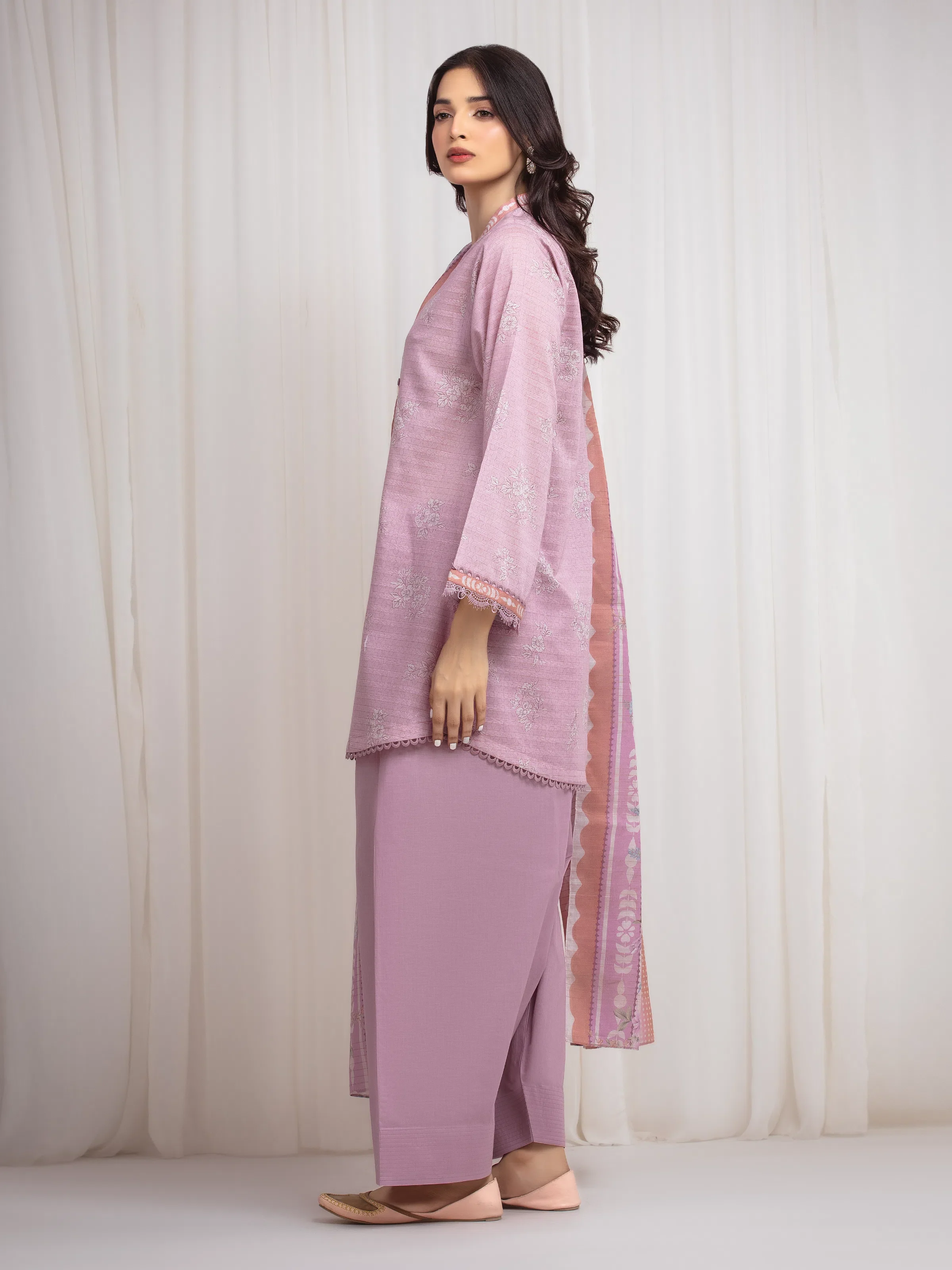 Printed Zari Lawn Suit - EWU6M6-021-3P - Image 5