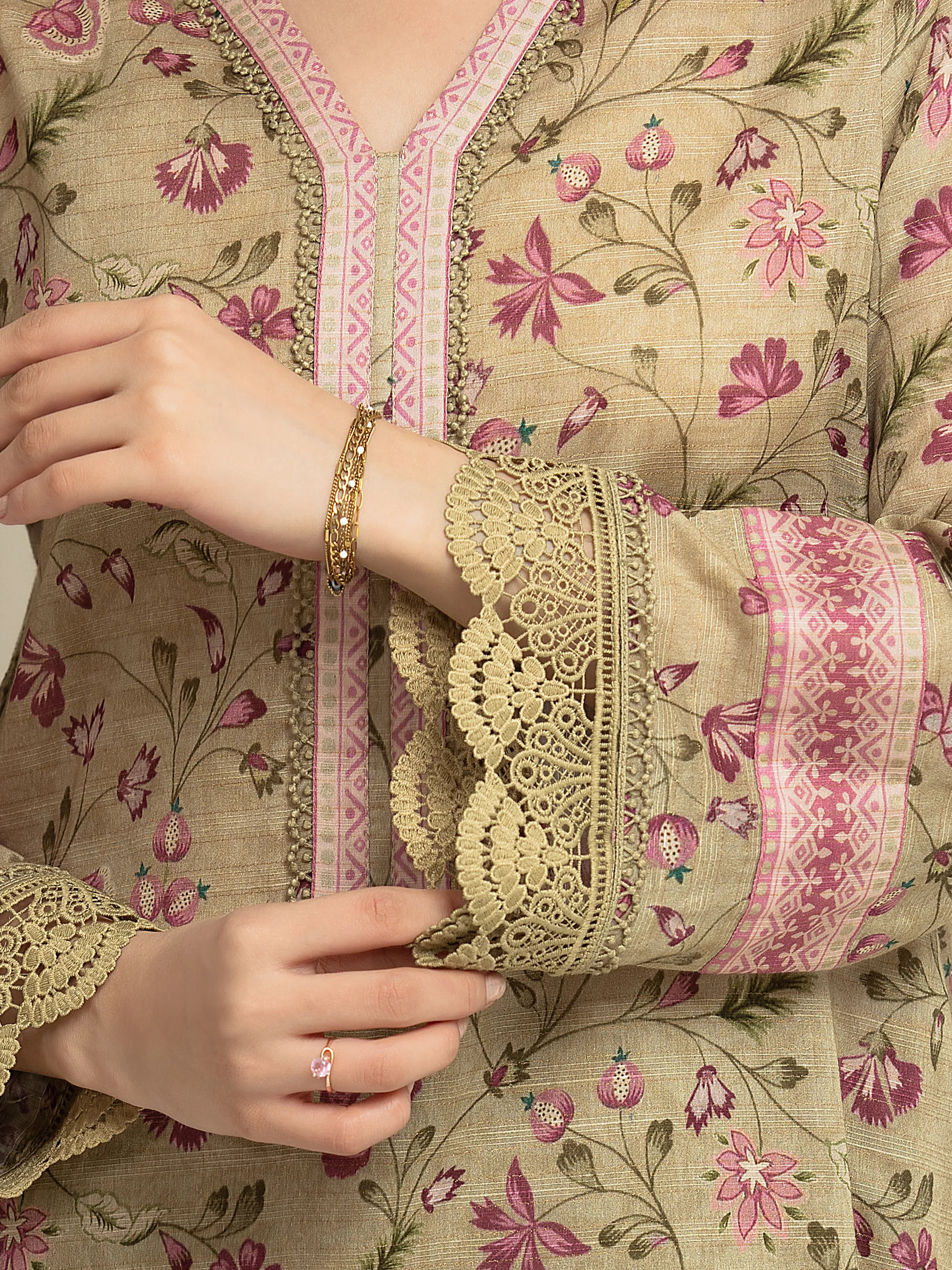 Printed Zari Lawn Suit - EWU6M6-033-3P - Image 4