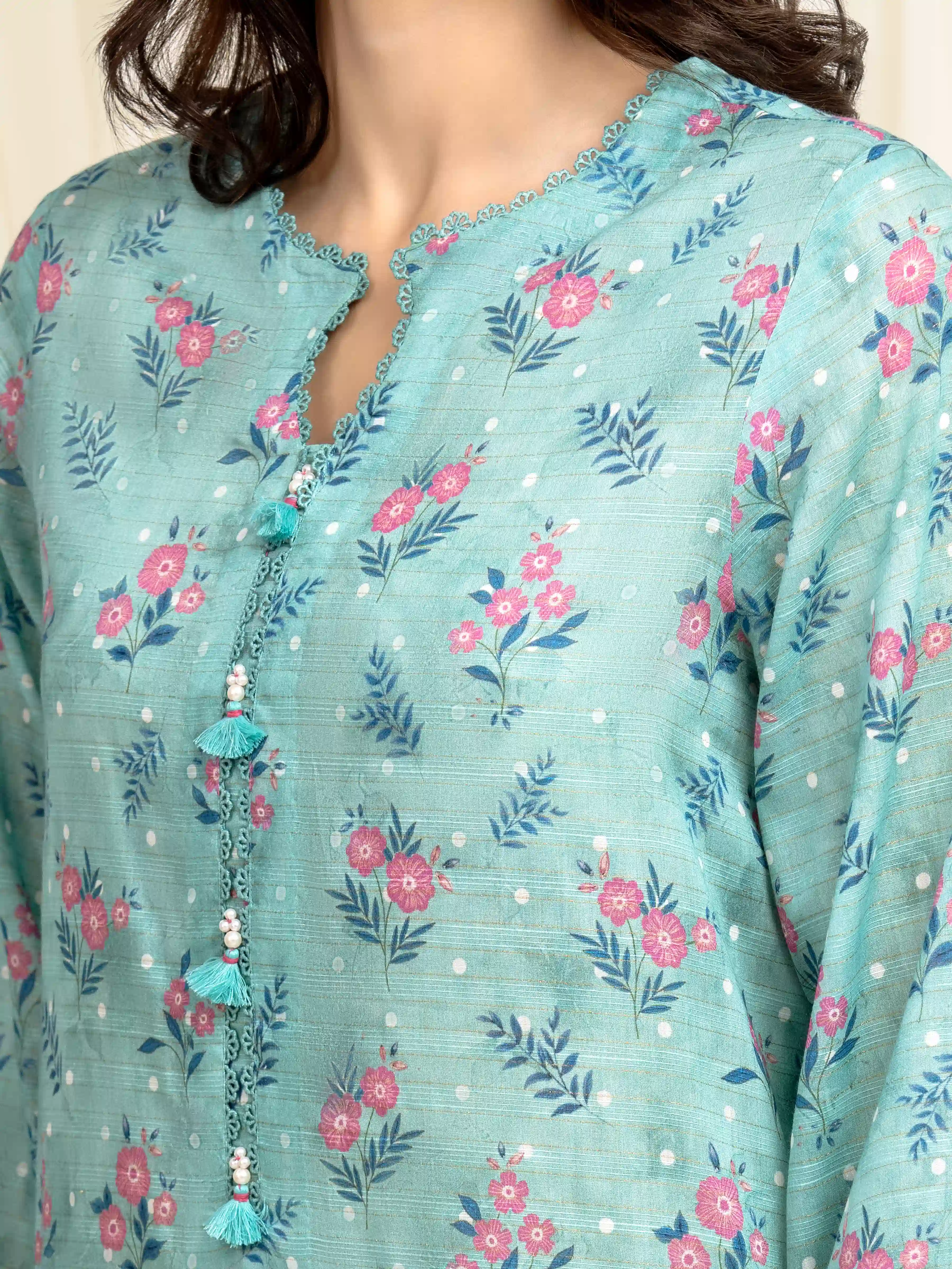 Printed Zari Lawn Suit - EWU6M6-034-3P - Image 3