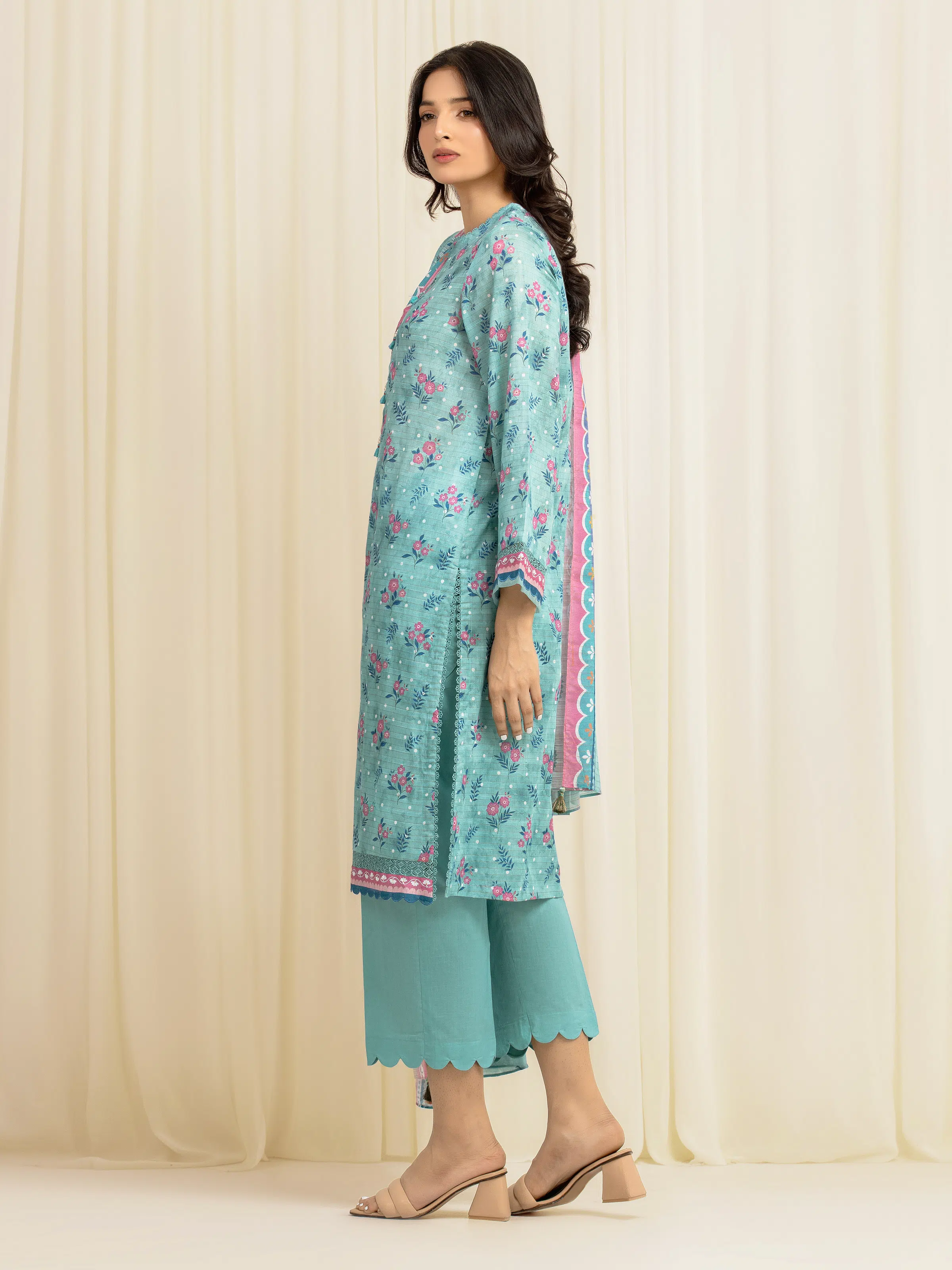 Printed Zari Lawn Suit - EWU6M6-034-3P - Image 4