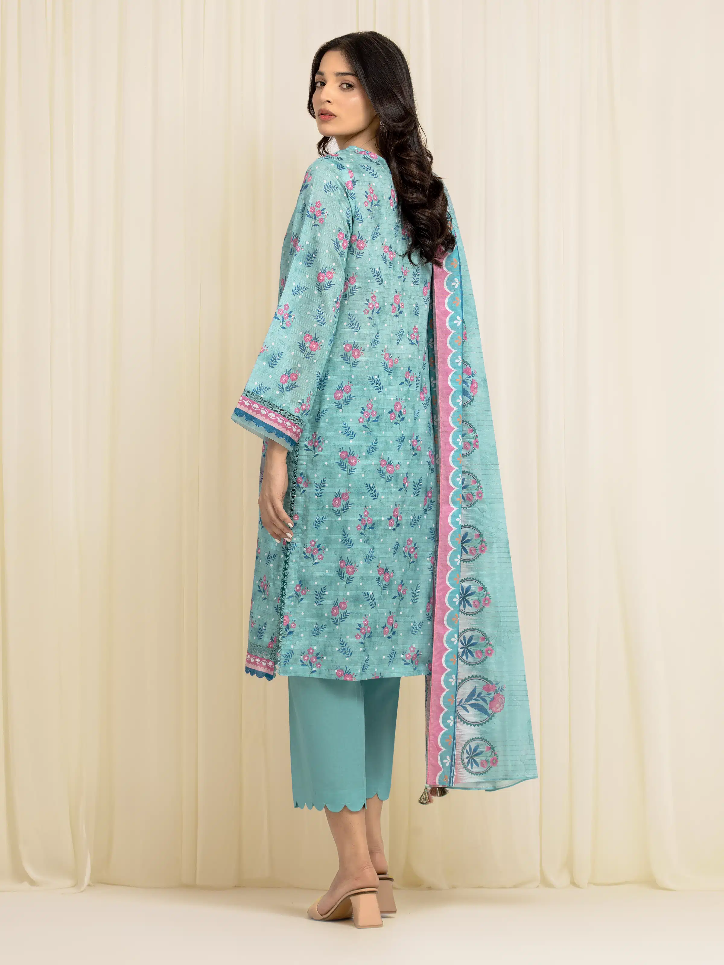 Printed Zari Lawn Suit - EWU6M6-034-3P - Image 5