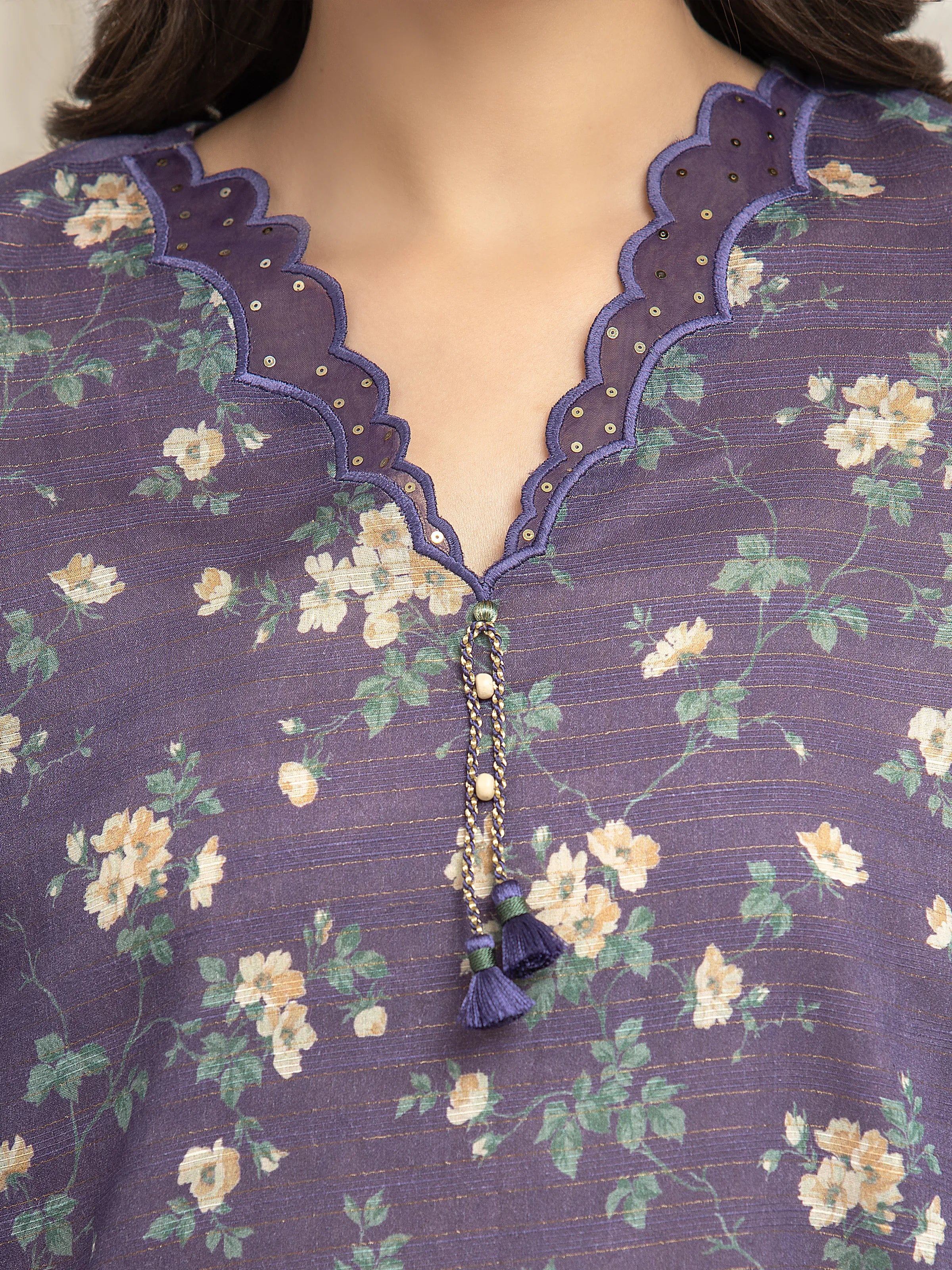 Printed Zari Lawn Suit - EWU6M6-035-3P - Image 3
