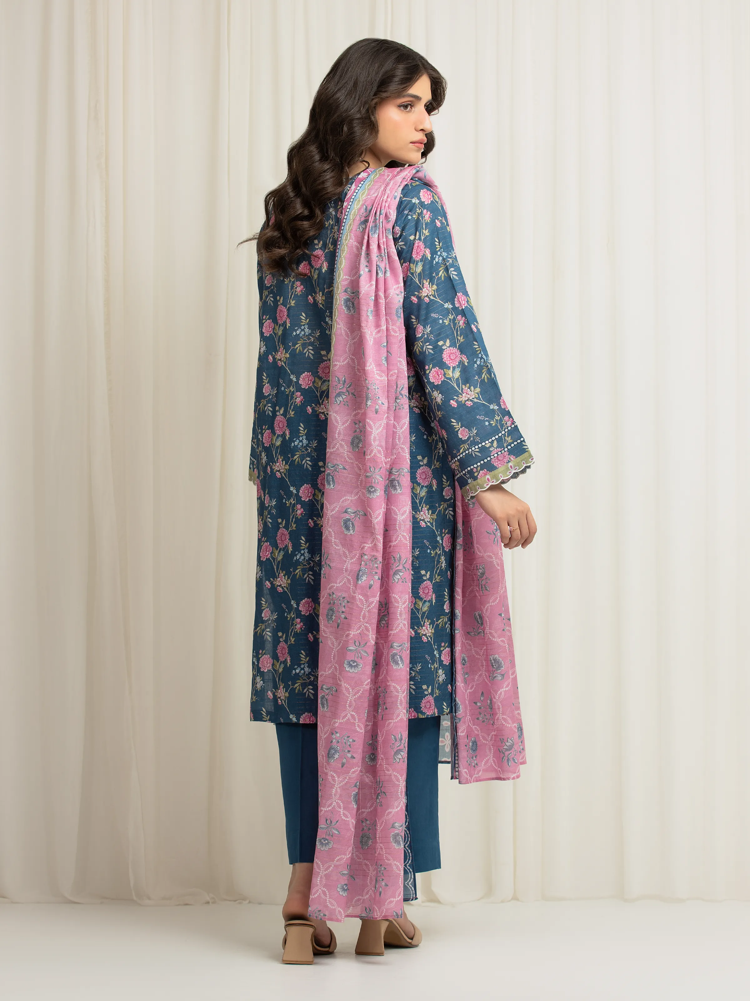 Printed Zari Lawn Suit - EWU6M6-037-3P - Image 6