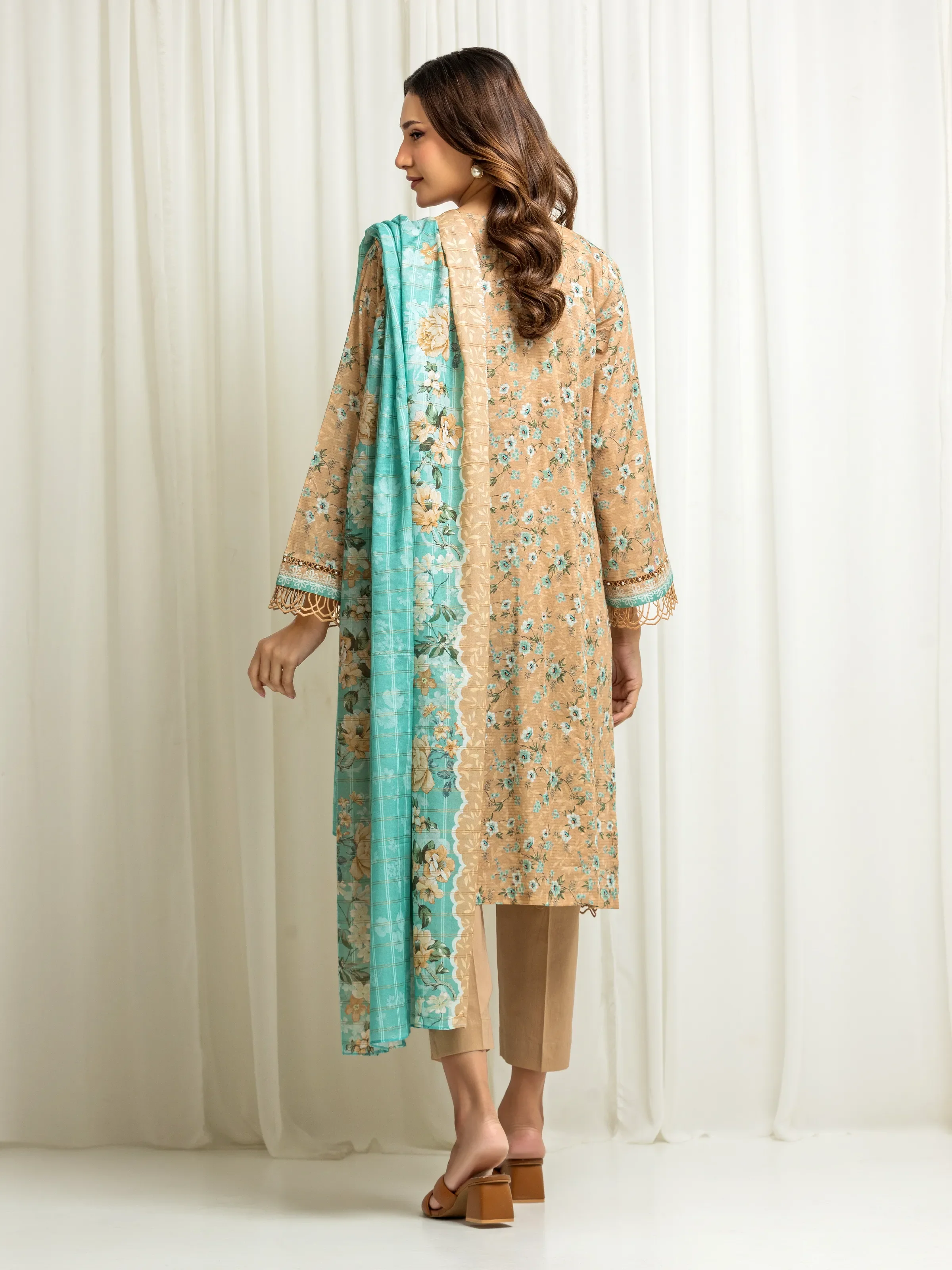 Printed Zari Lawn Suit - EWU6M6-043-3P - Image 5