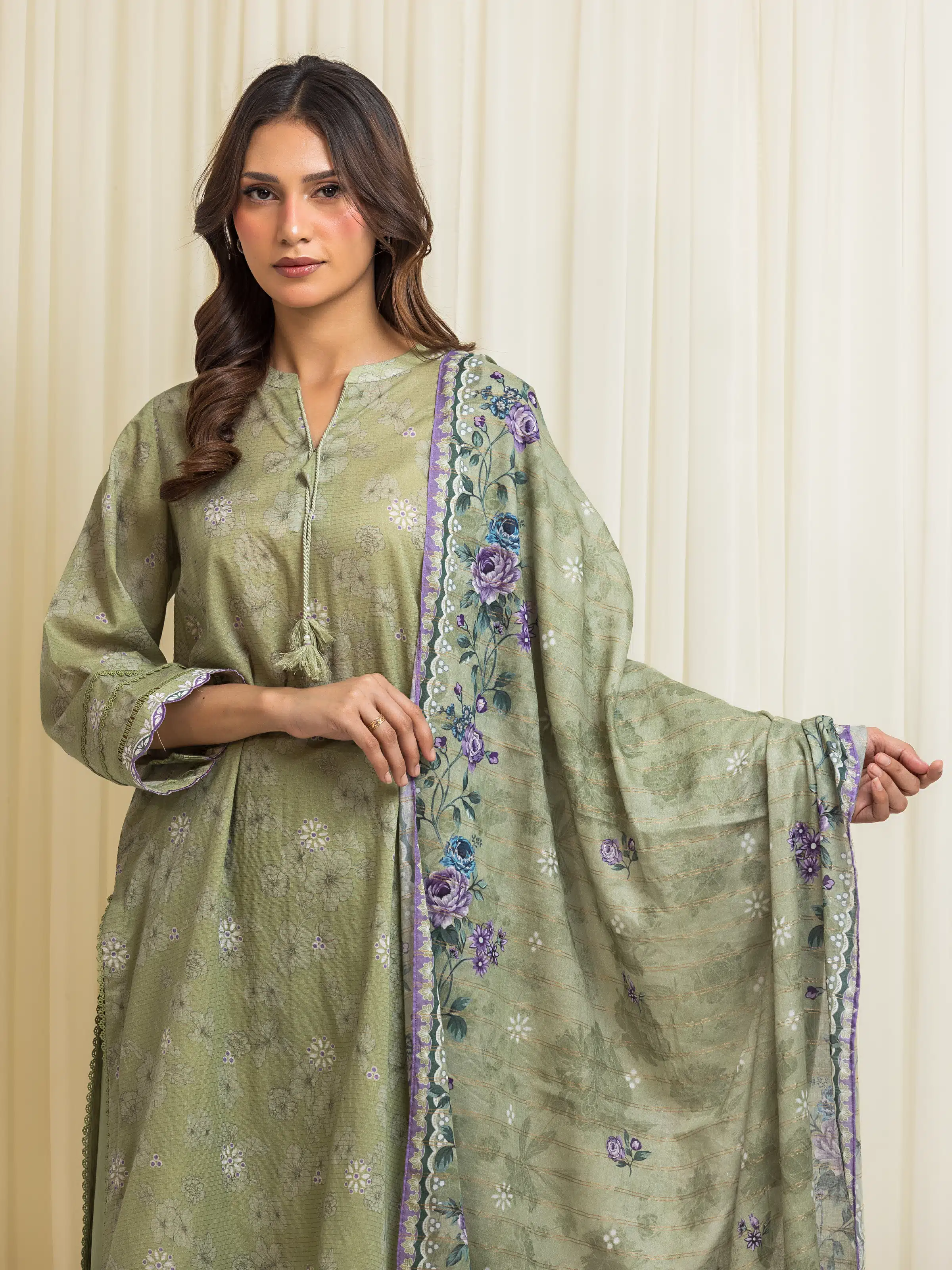 Printed Zari Lawn Suit - EWU6M6-047-3P - Image 2