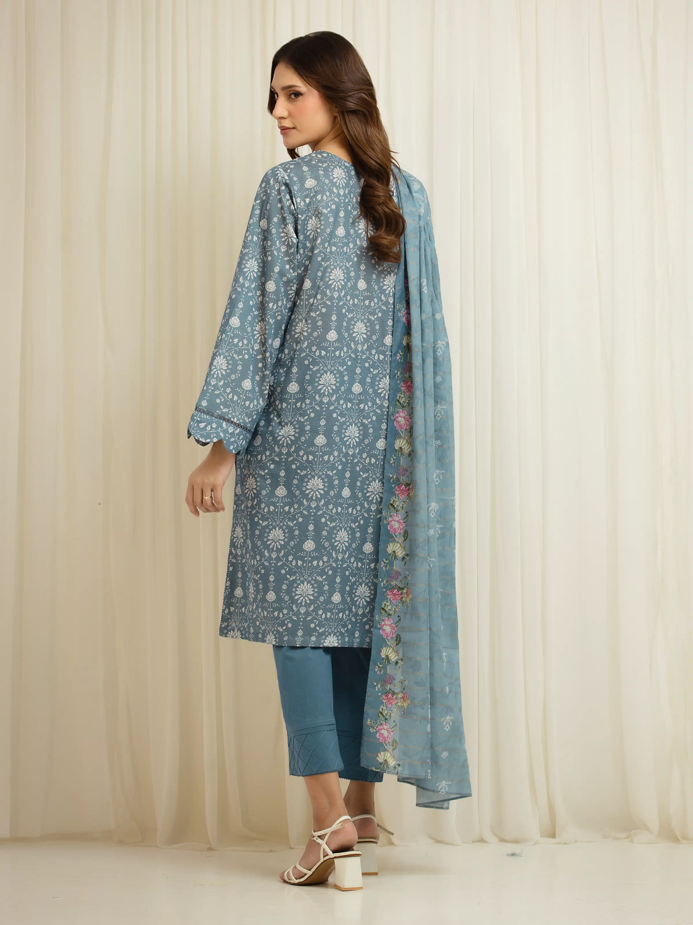 Printed Zari Lawn Suit - EWU6M6-049-3P - Image 6