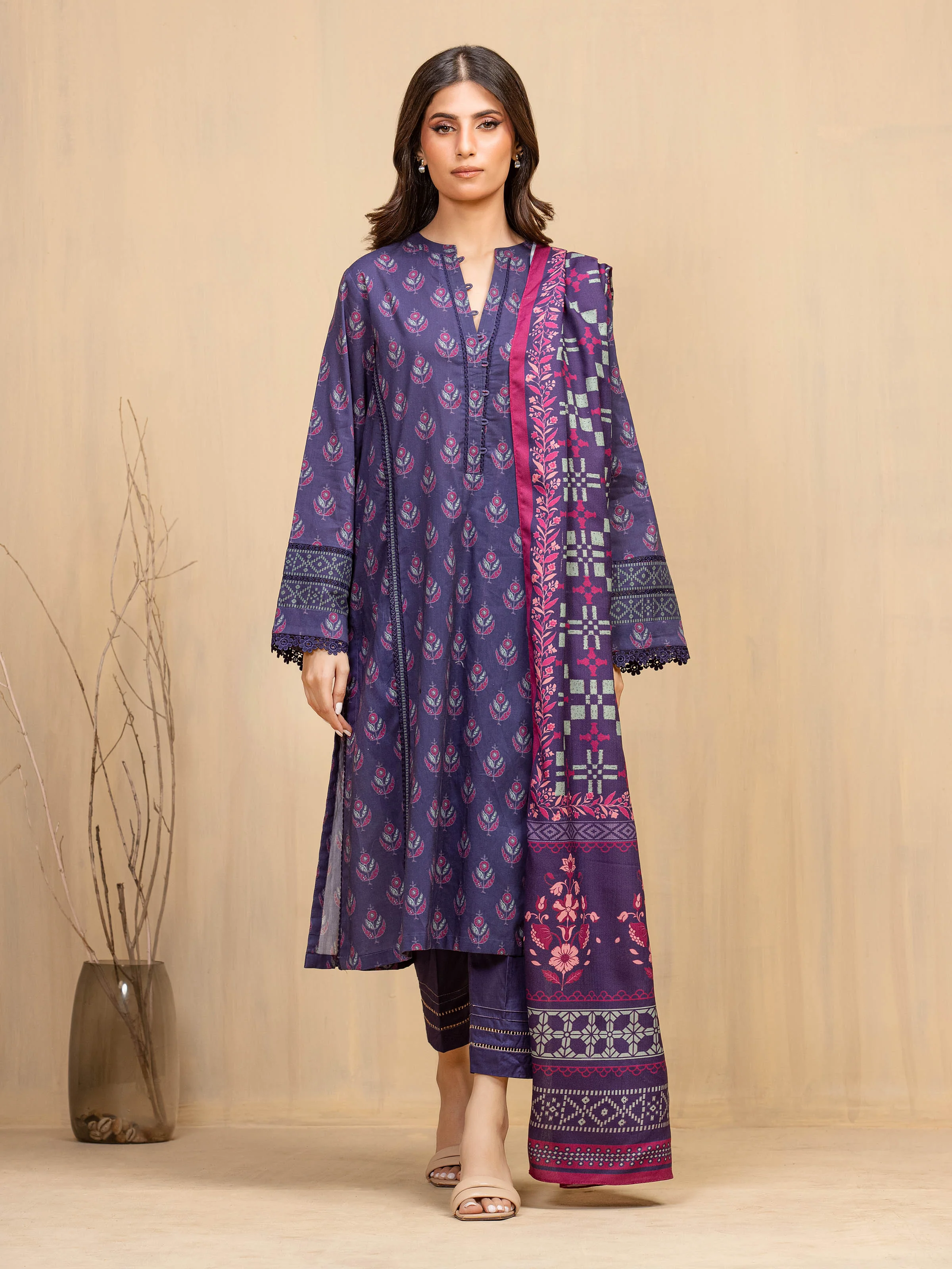 Printed Khaddar Suit - EWU5M3-023-3P