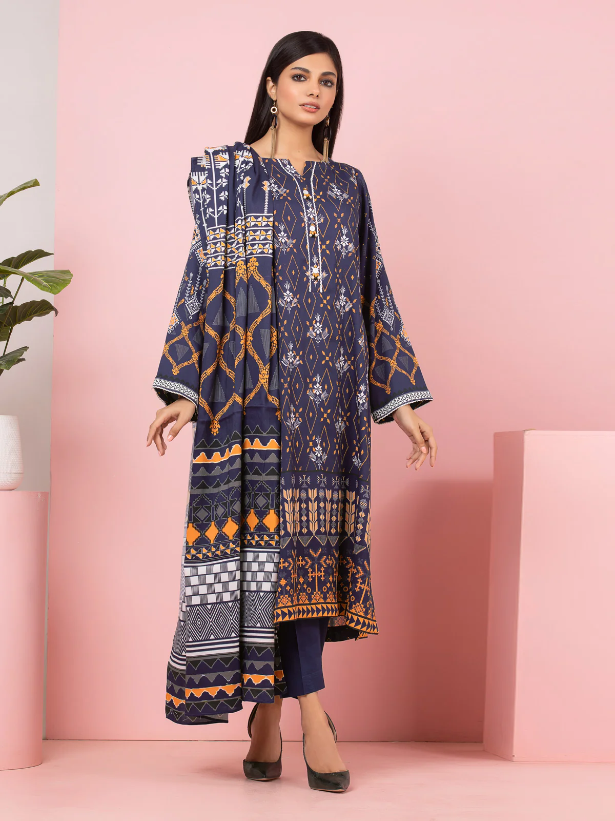 Printed Viscose Suit - EWU22A4-24014XXL