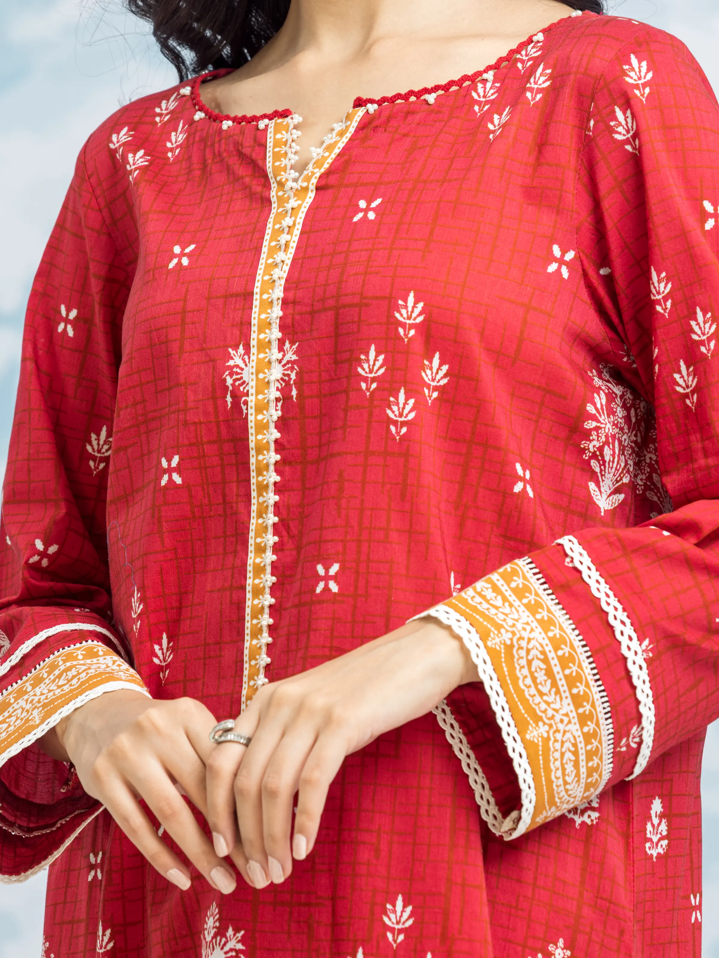 Printed Khaddar Shirt - EWU24A3-29653S - Image 3
