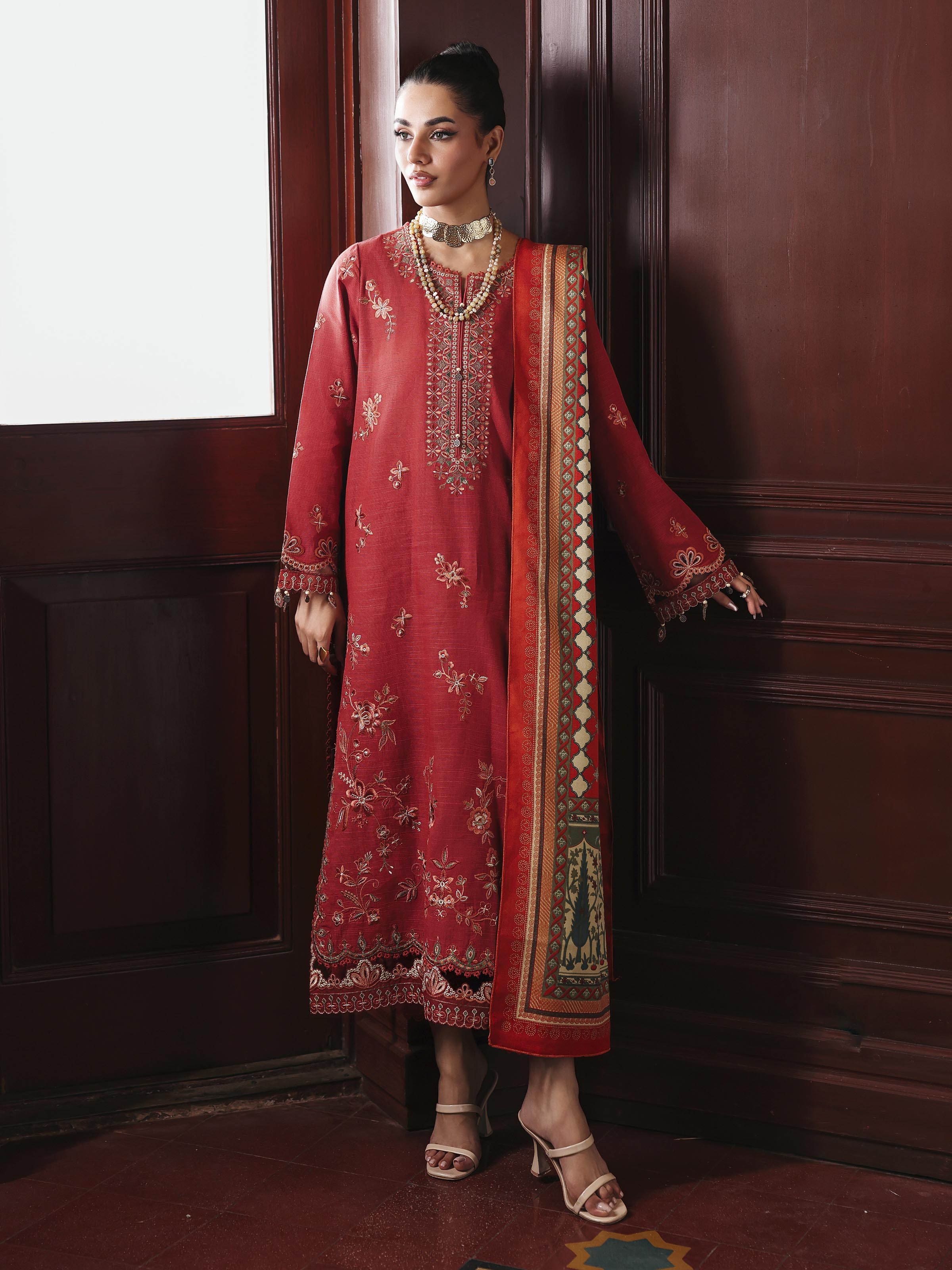 Embroidered Khaddar Suit - EWU5V11-32008-3P - Image 3