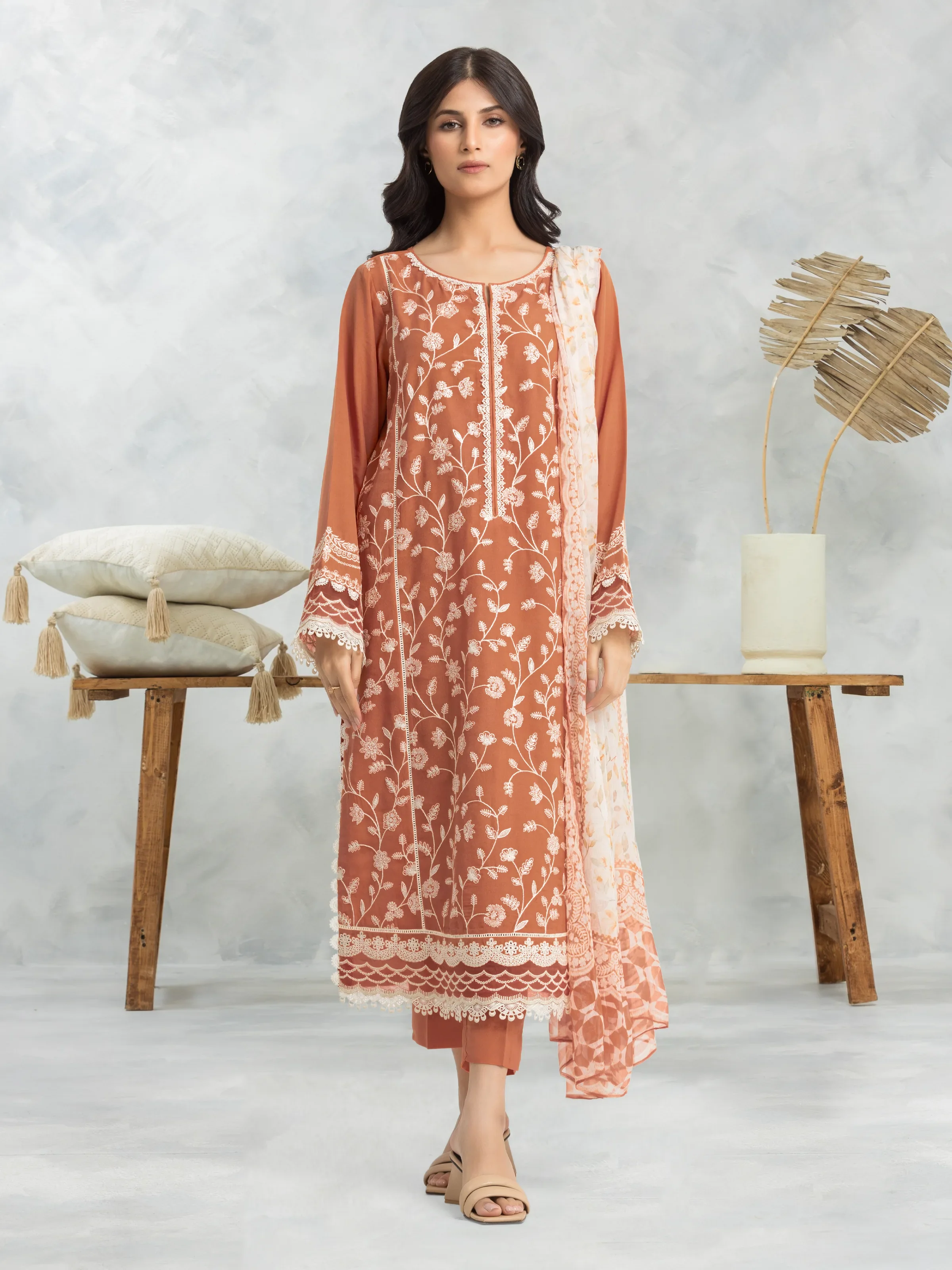 Embroidered Cambric Suit - EWU24V2-30142-3P
