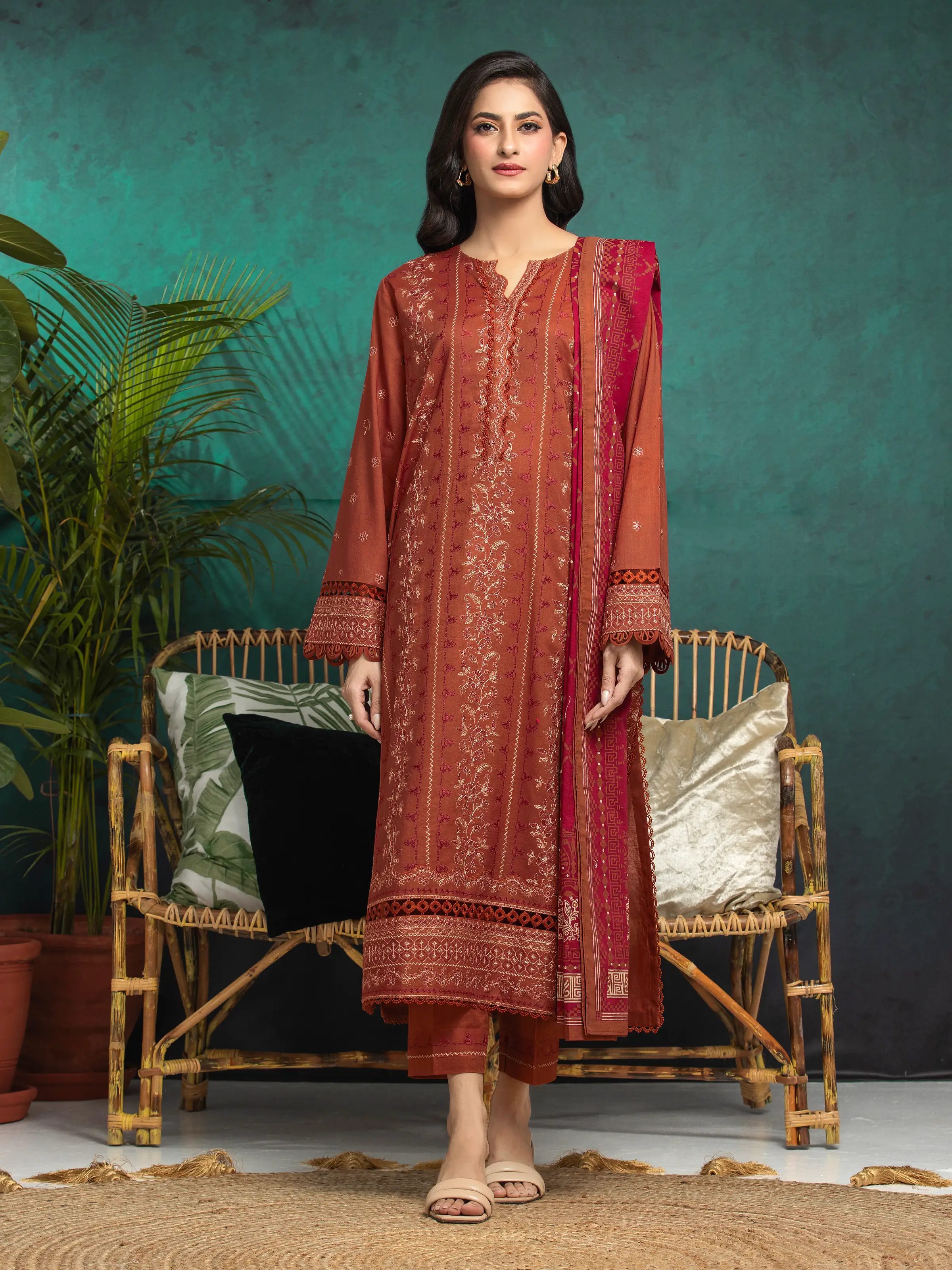 Embroidered Cambric Suit - EWU5V2-31001-3P