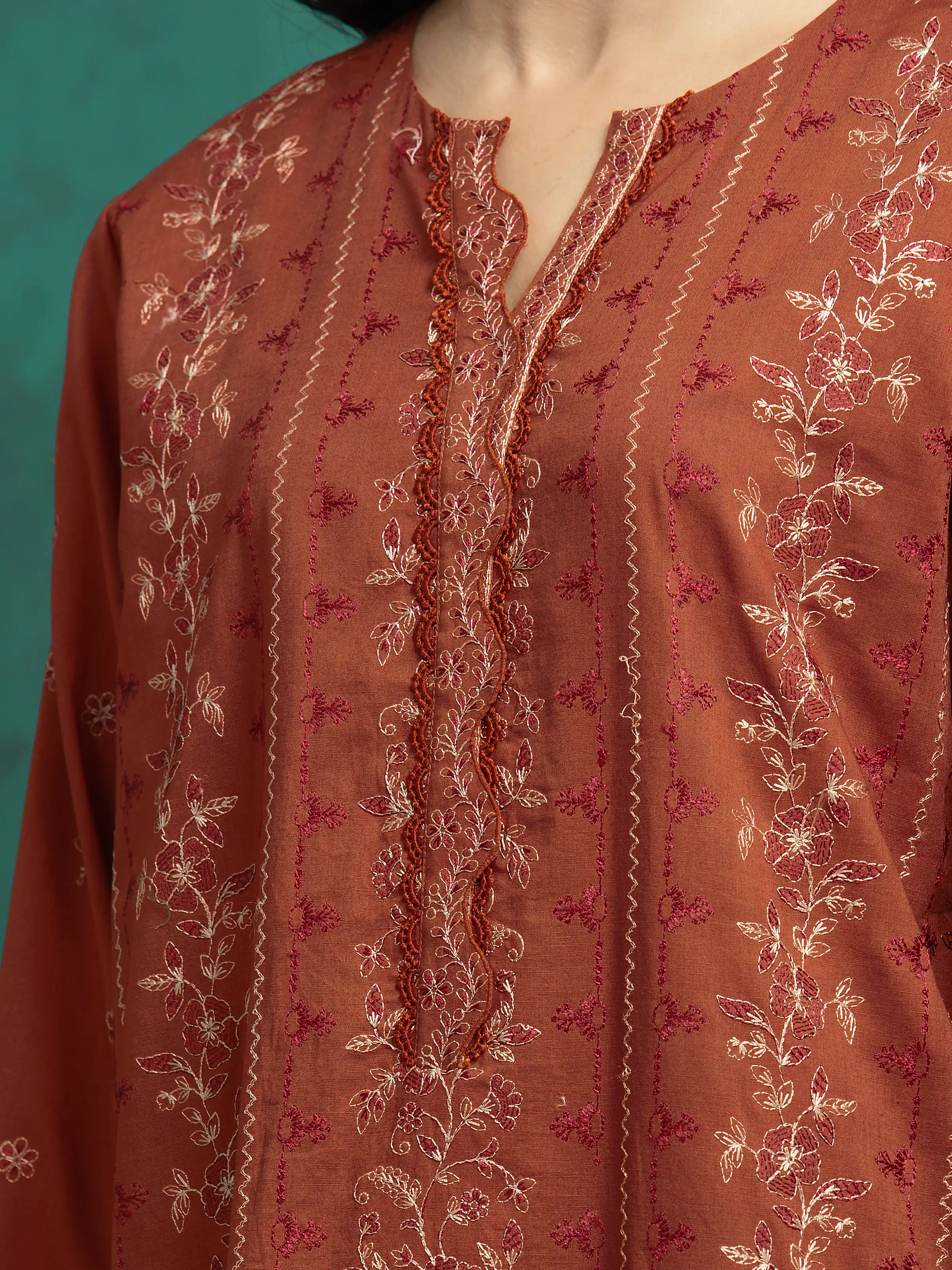 Embroidered Cambric Suit - EWU5V2-31001-3P - Image 4