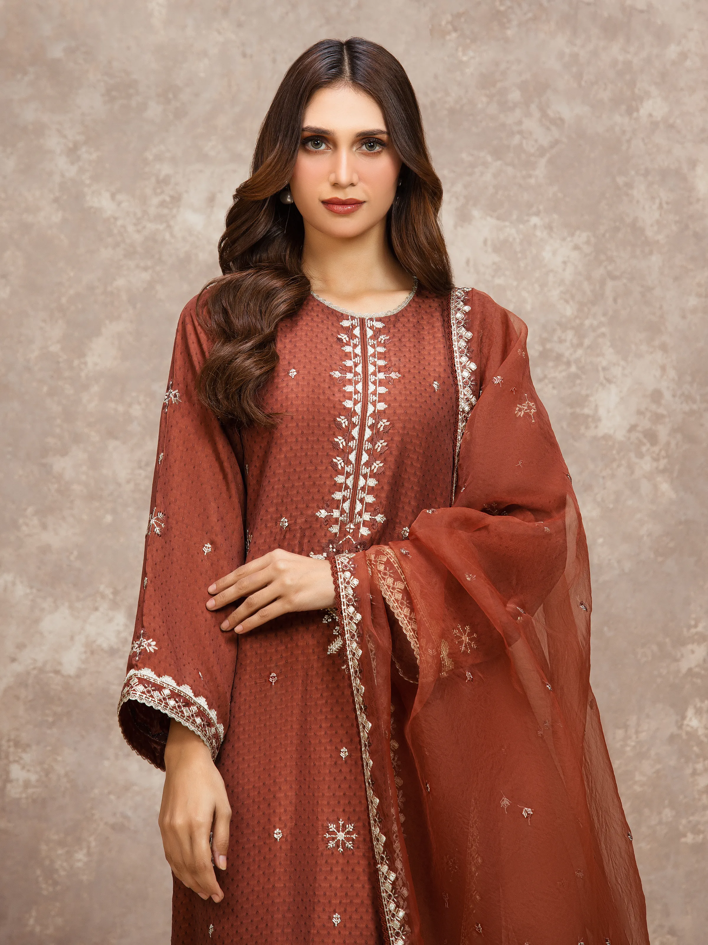 Embroidered Viscose Suit - EWU5V19-32032-3P - Image 2