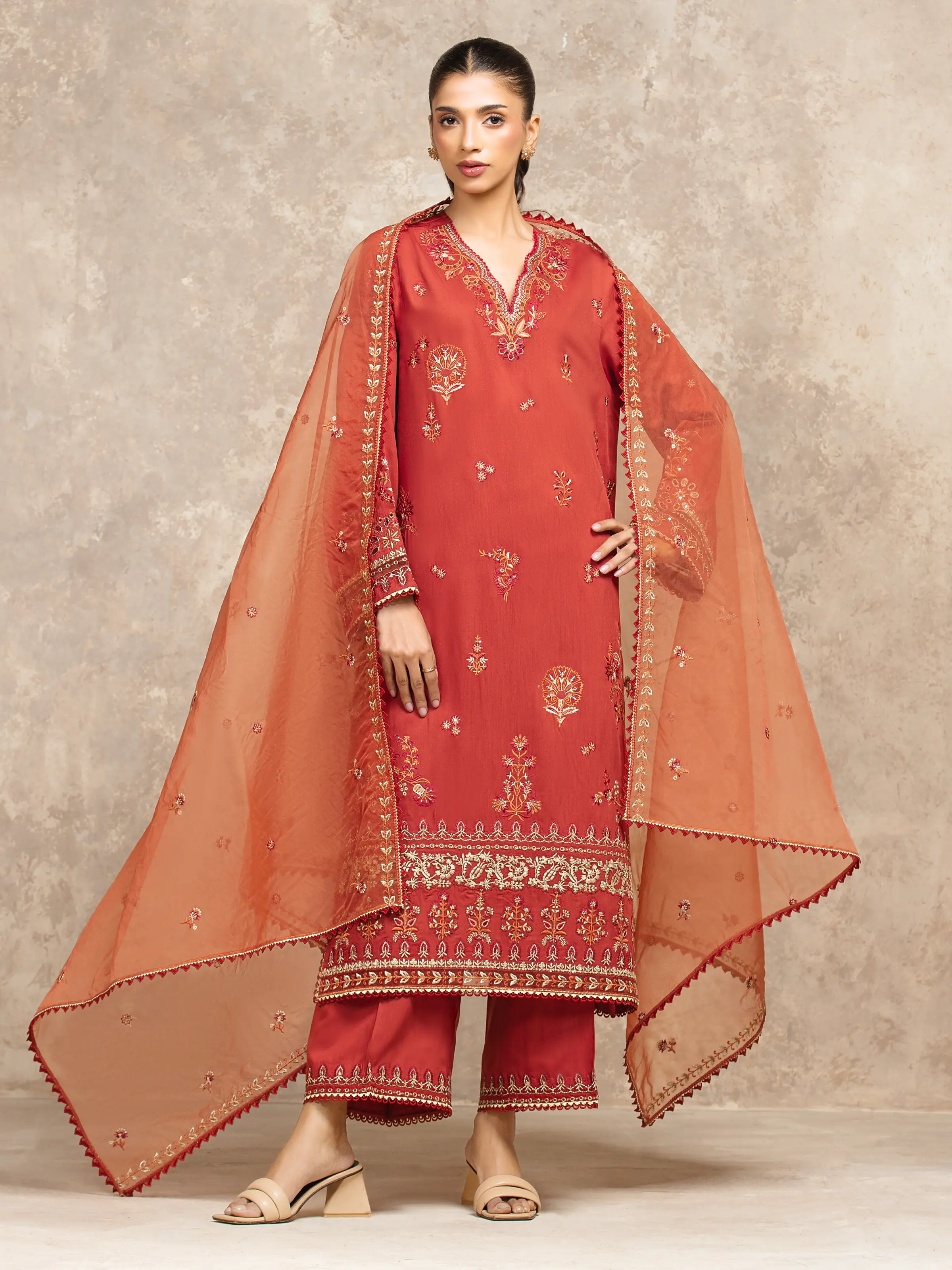 Embroidered Viscose Suit - EWU5V19-32045-3P