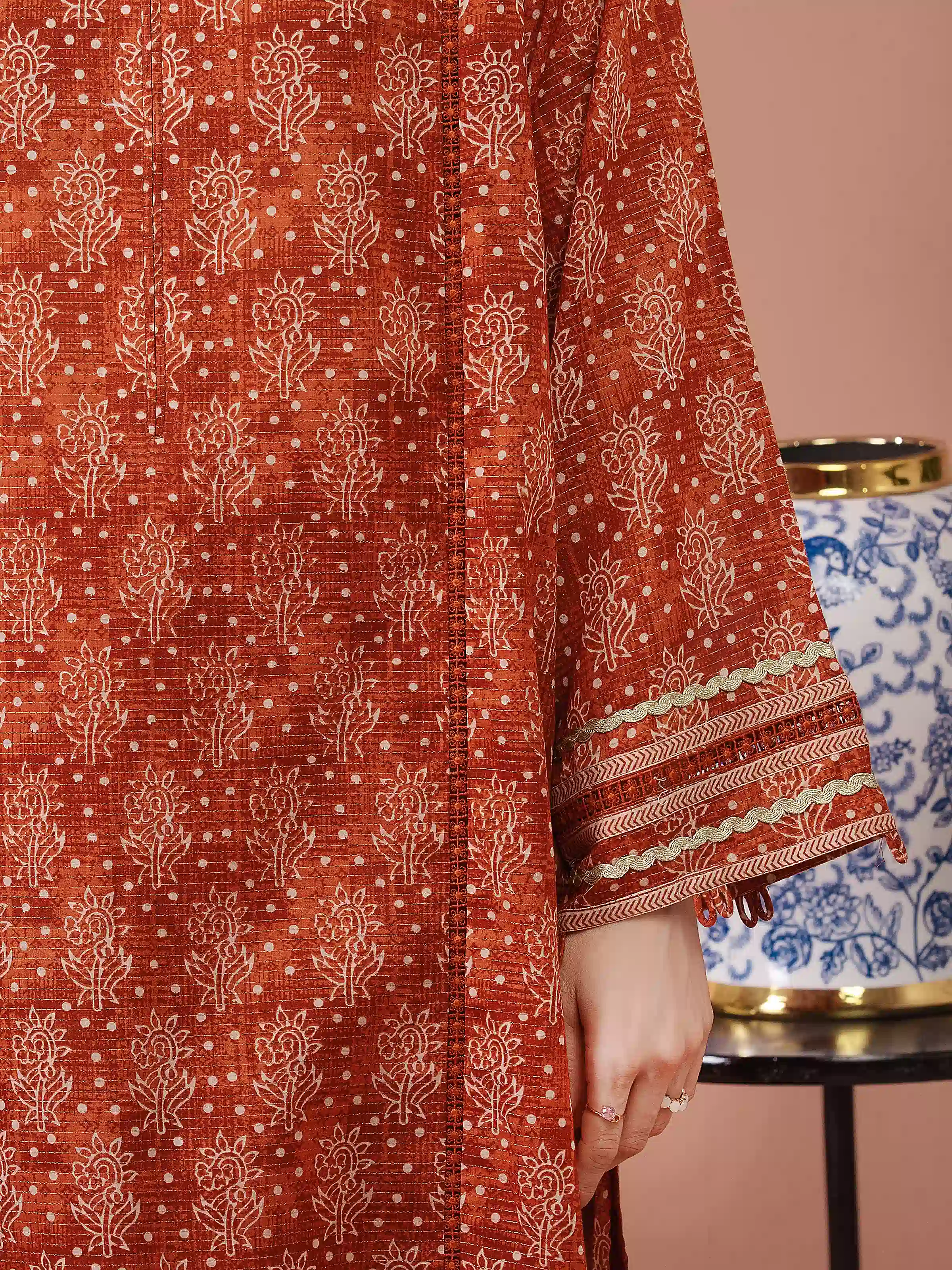 Printed Zari Lawn Suit - EWU5M6-021-3P - Image 4