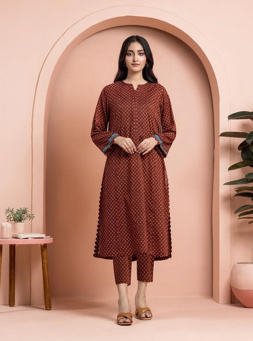Printed Khaddar Shirt - EWU24M3-091S