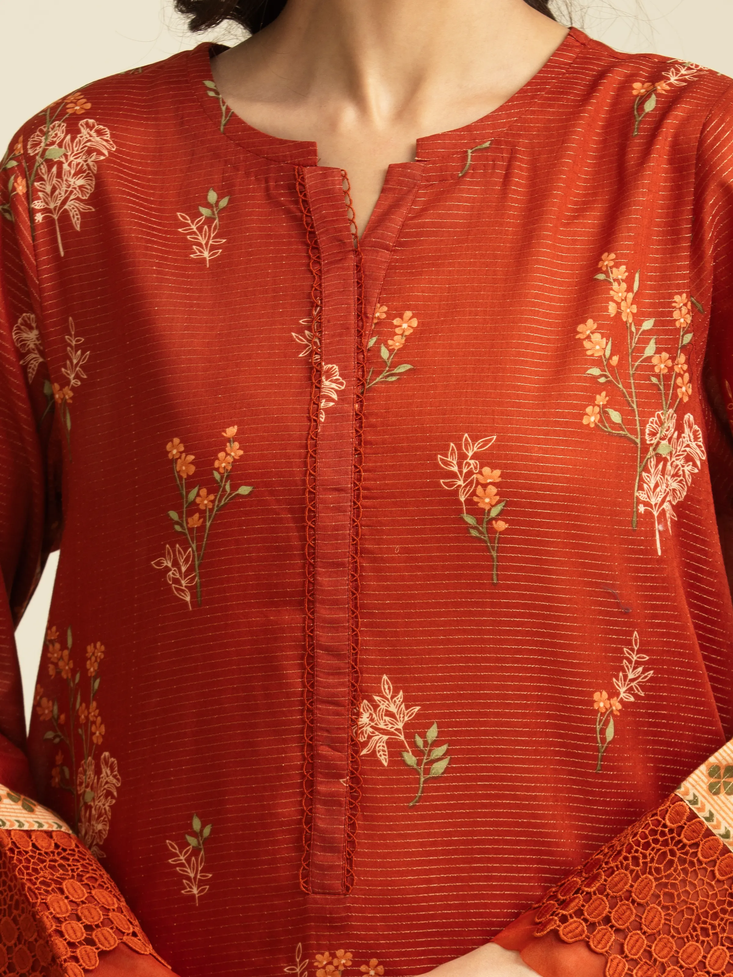 Printed Zari Lawn Suit - EWU5M6-008-3P - Image 5