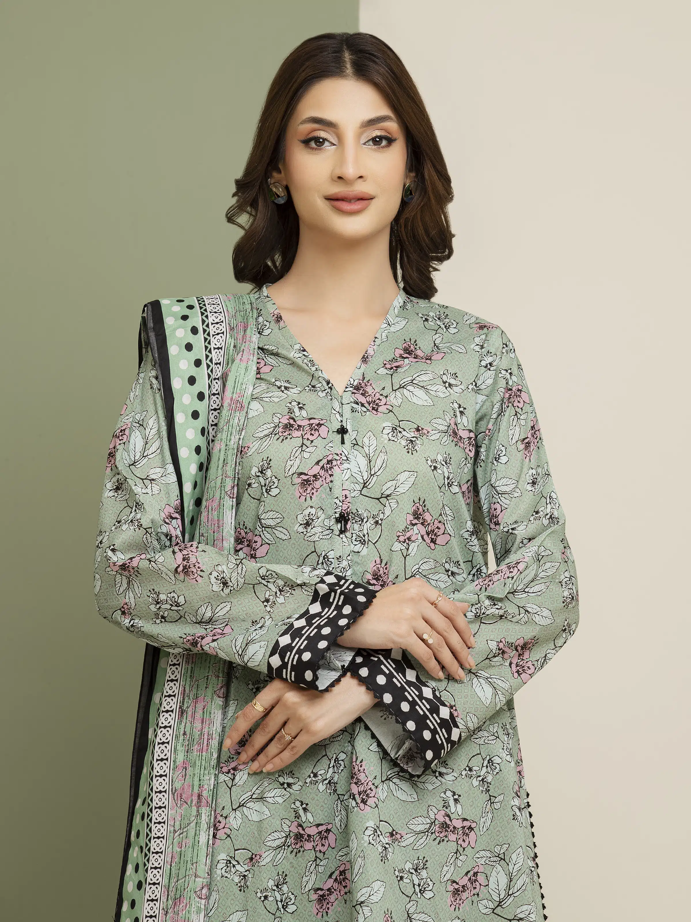 Printed Lawn Suit - EWU5A1-35074-3P - Image 2