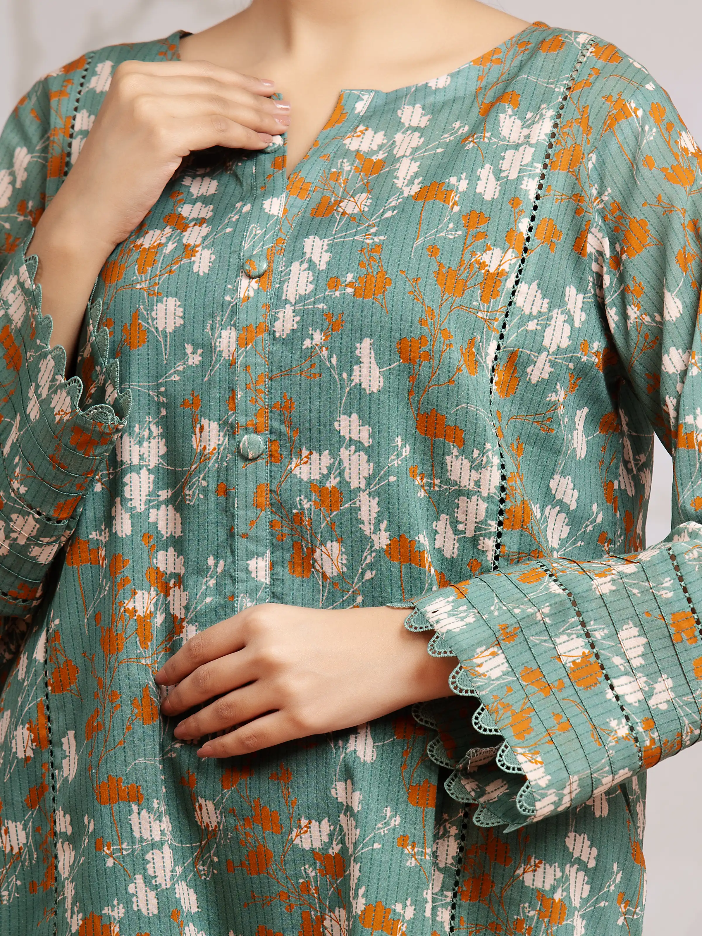 Printed Khaddar Shirt - EWU24A3-29805S - Image 2