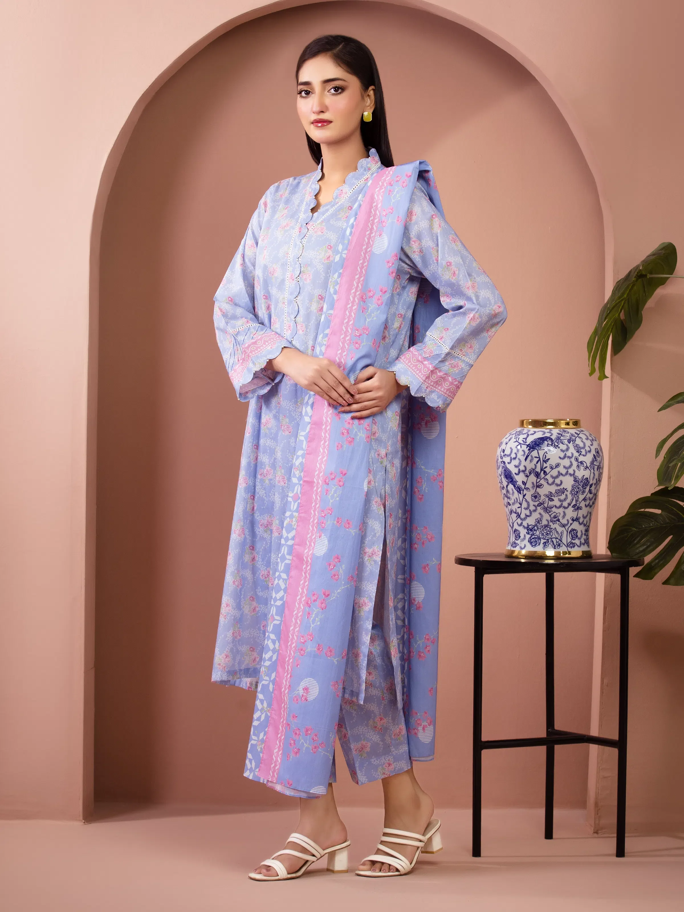 Printed Lawn Suit - EWU6A1-36508-3P - Image 5