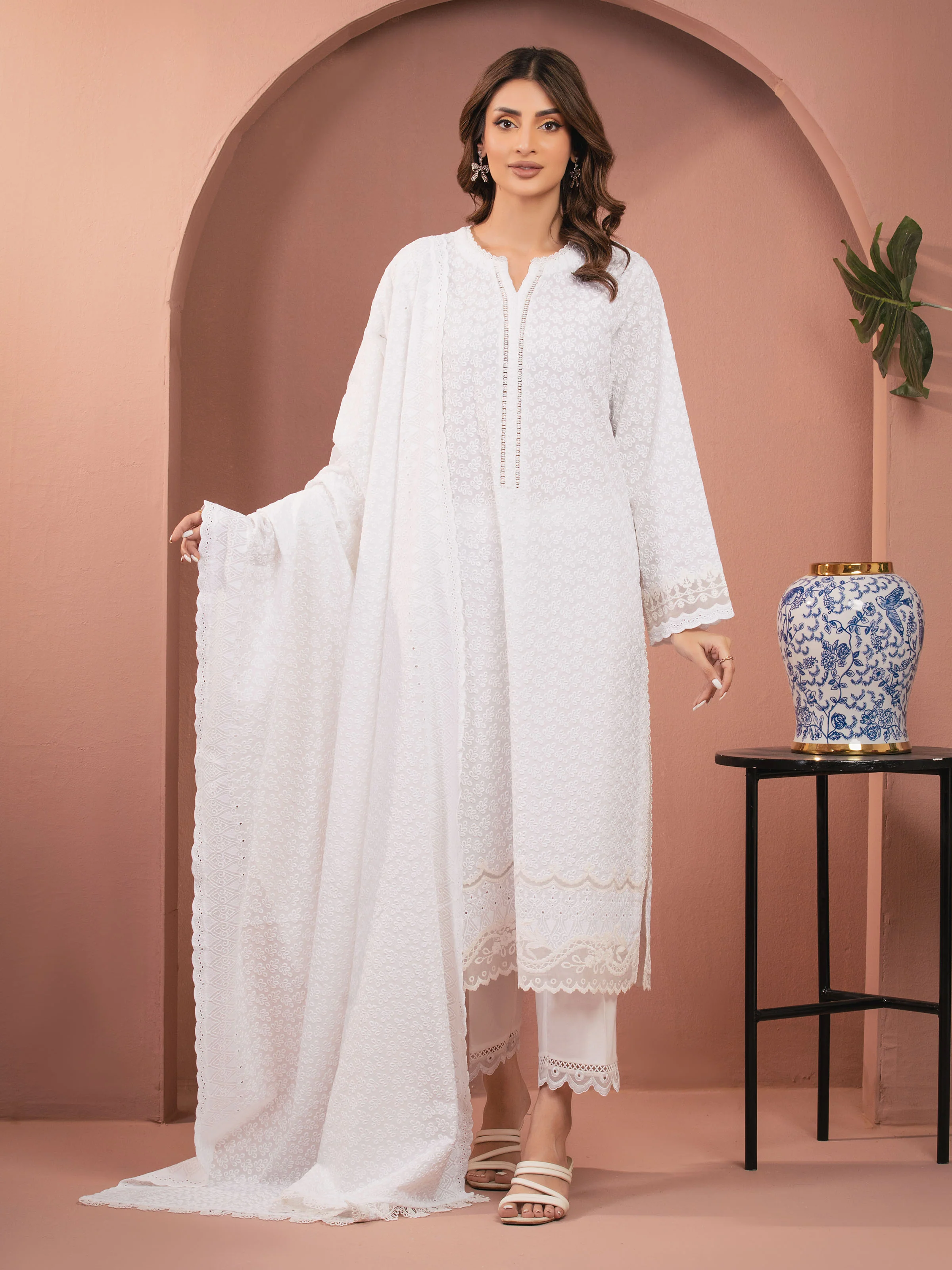 Embroidered Cambric Suit - EWU5V2-31830-3P