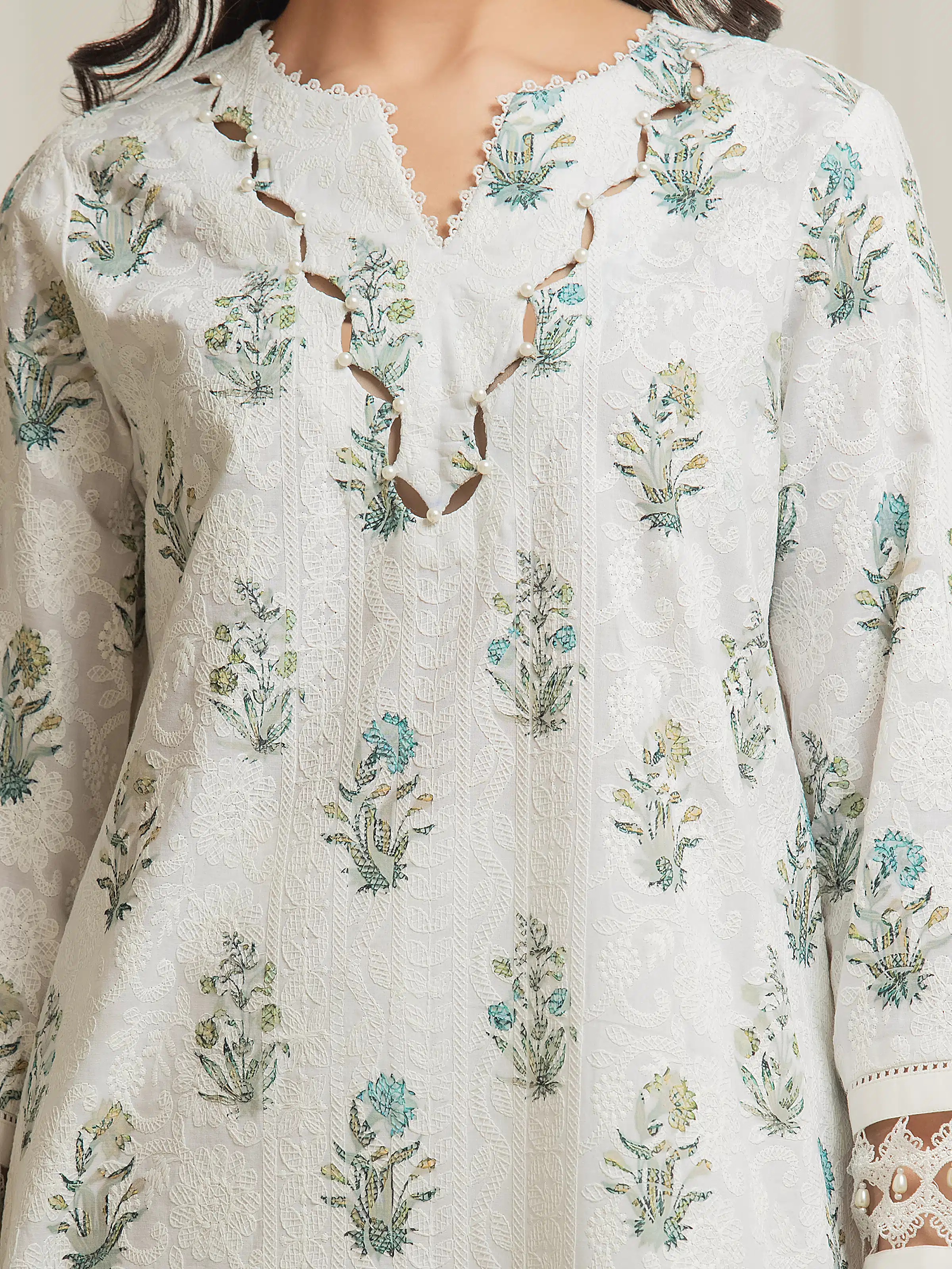 Embroidered Cambric Suit - EWU6V2-33507-3P - Image 4