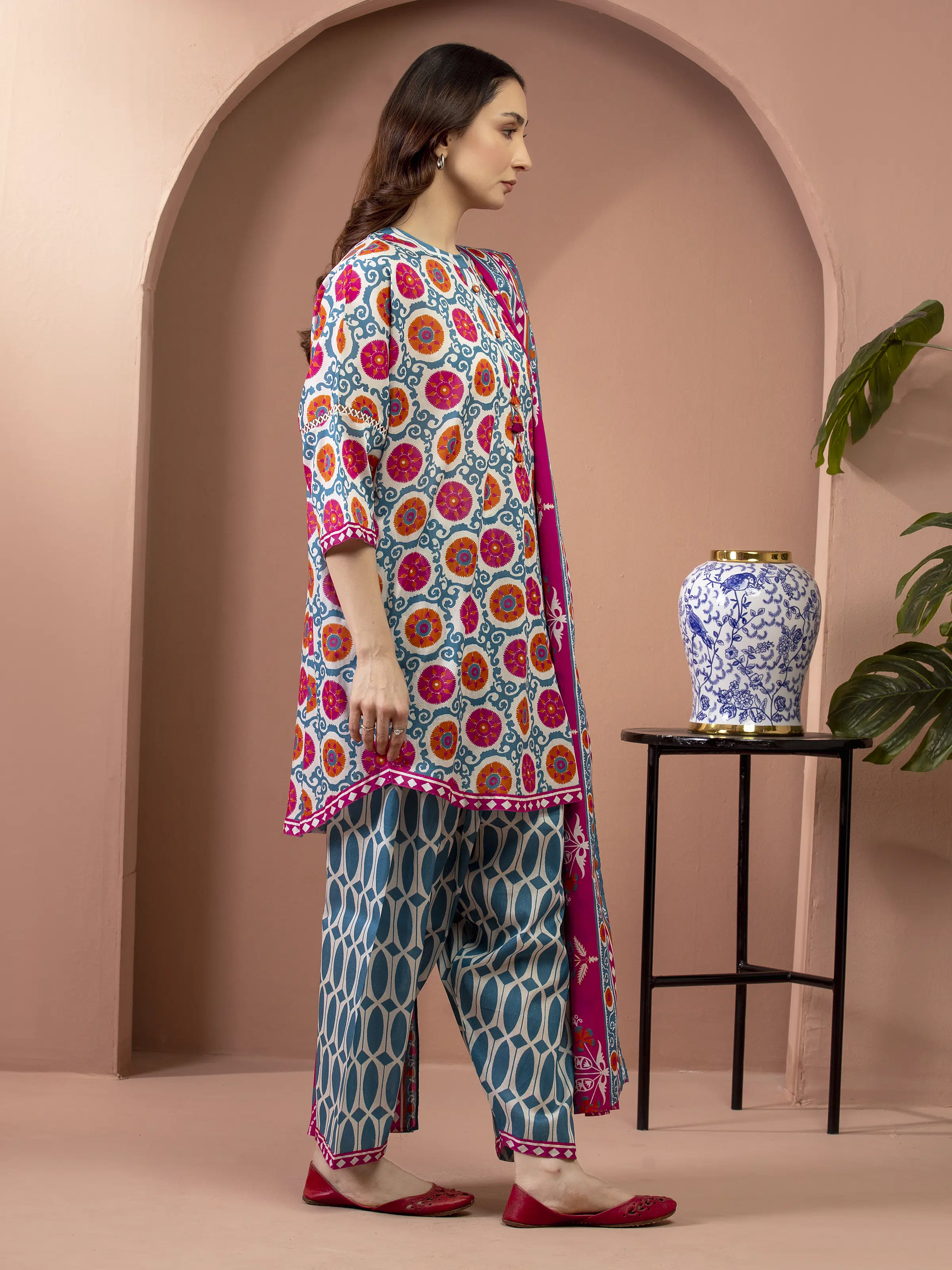 Printed Lawn Suit - EWU5A1-35661-3P - Image 4