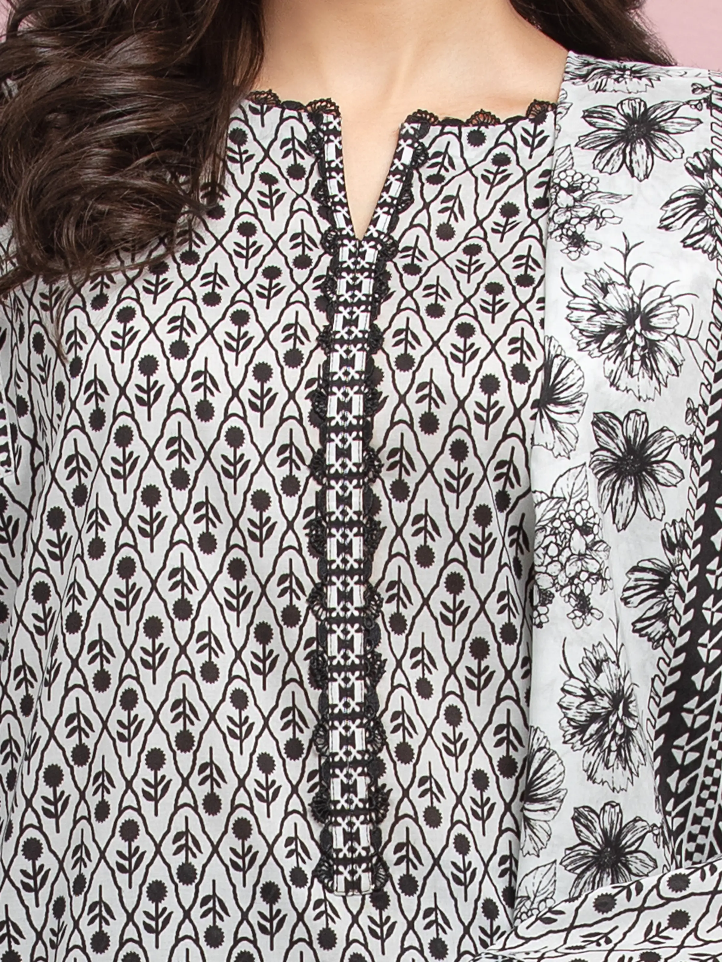 Printed Lawn Suit - EWU5A1-35106-3P - Image 4