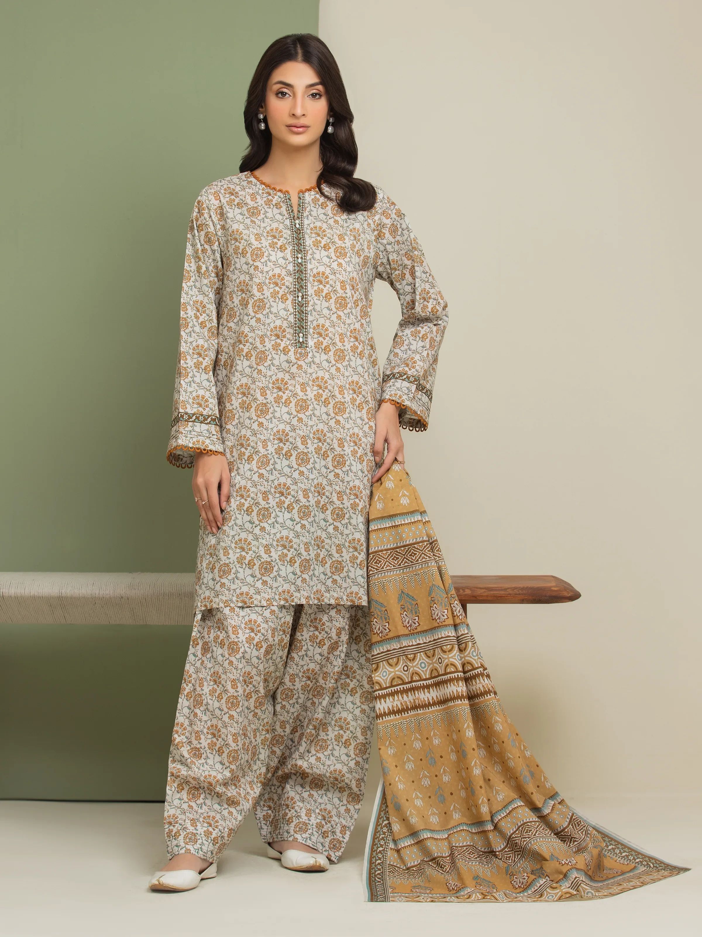 Printed Lawn Suit - EWU5A1-35194-3P