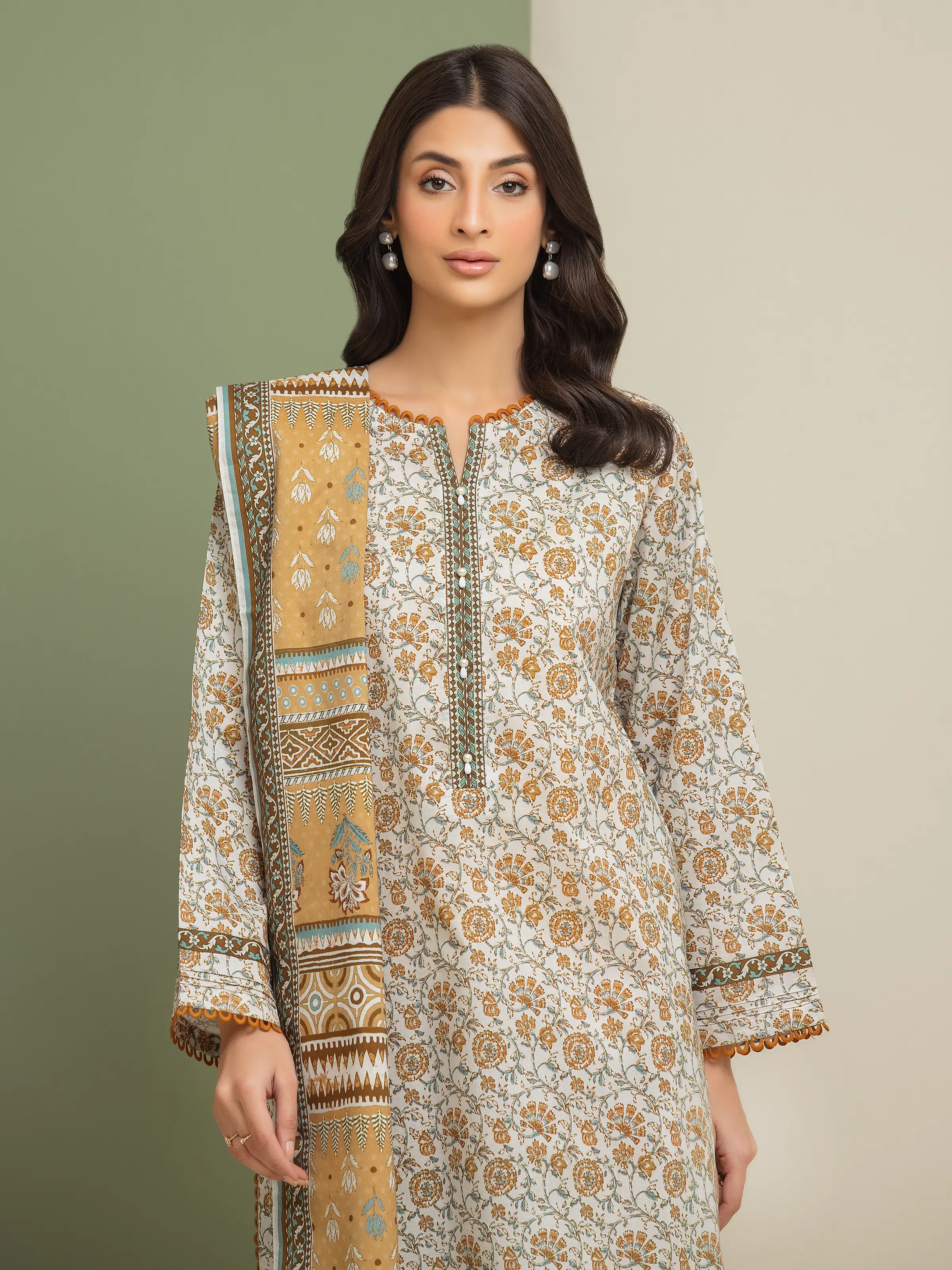 Printed Lawn Suit - EWU5A1-35194-3P - Image 3
